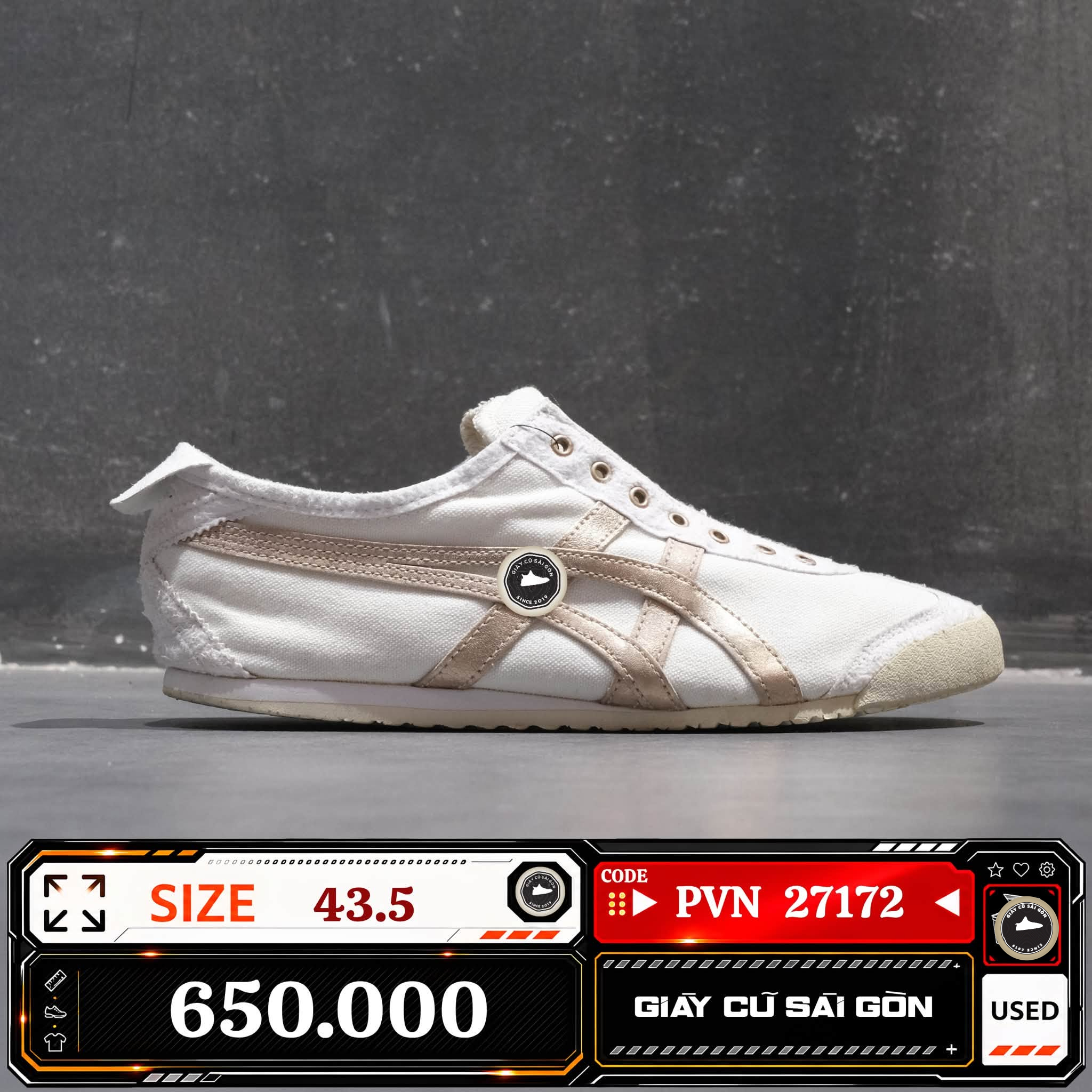 Onitsuka Tiger Mexico 66 Slip On White Rose Gold 1183A962 MEXICO-66 Cũ Size 43.5 | Giày Cũ Sài Gòn | PVN27172