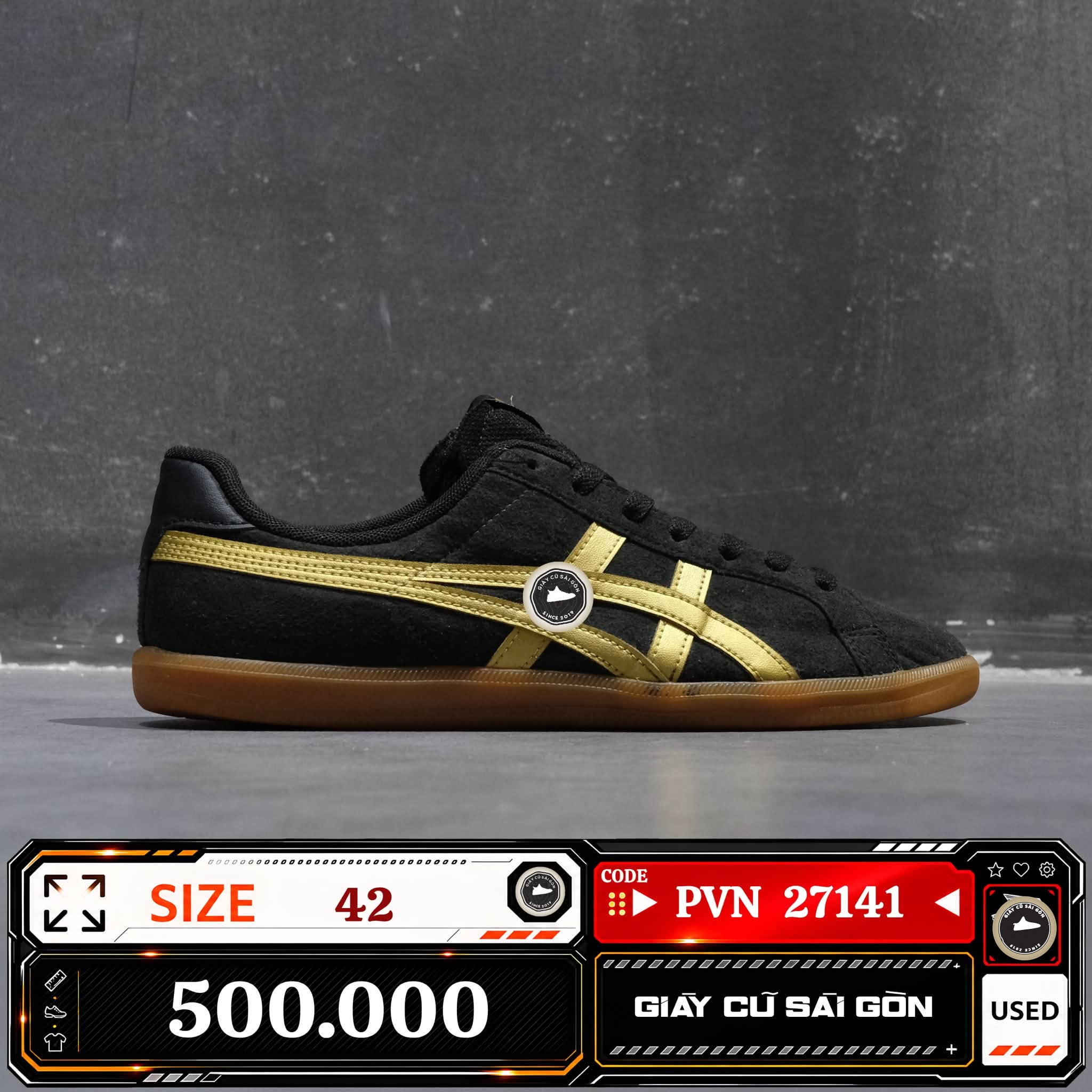 Onitsuka Tiger Dd Trainer Black Gold Gum 1183B478 1183B4-78 Cũ Size 42 | Giày Cũ Sài Gòn