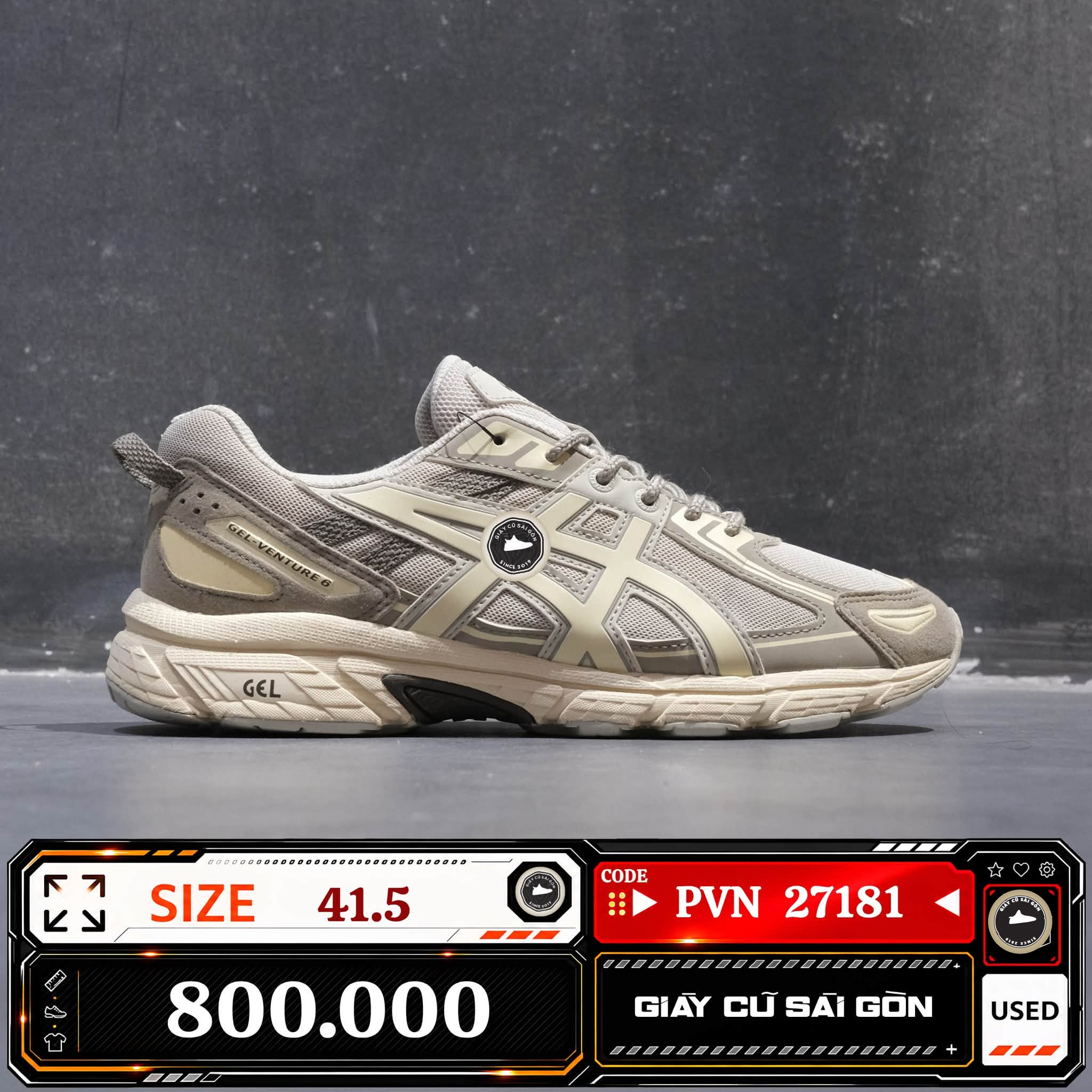 Asics Gel Venture 6 Vanilla Custard 1201A946 1201A9-46 Cũ Size 41.5 | Giày Cũ Sài Gòn