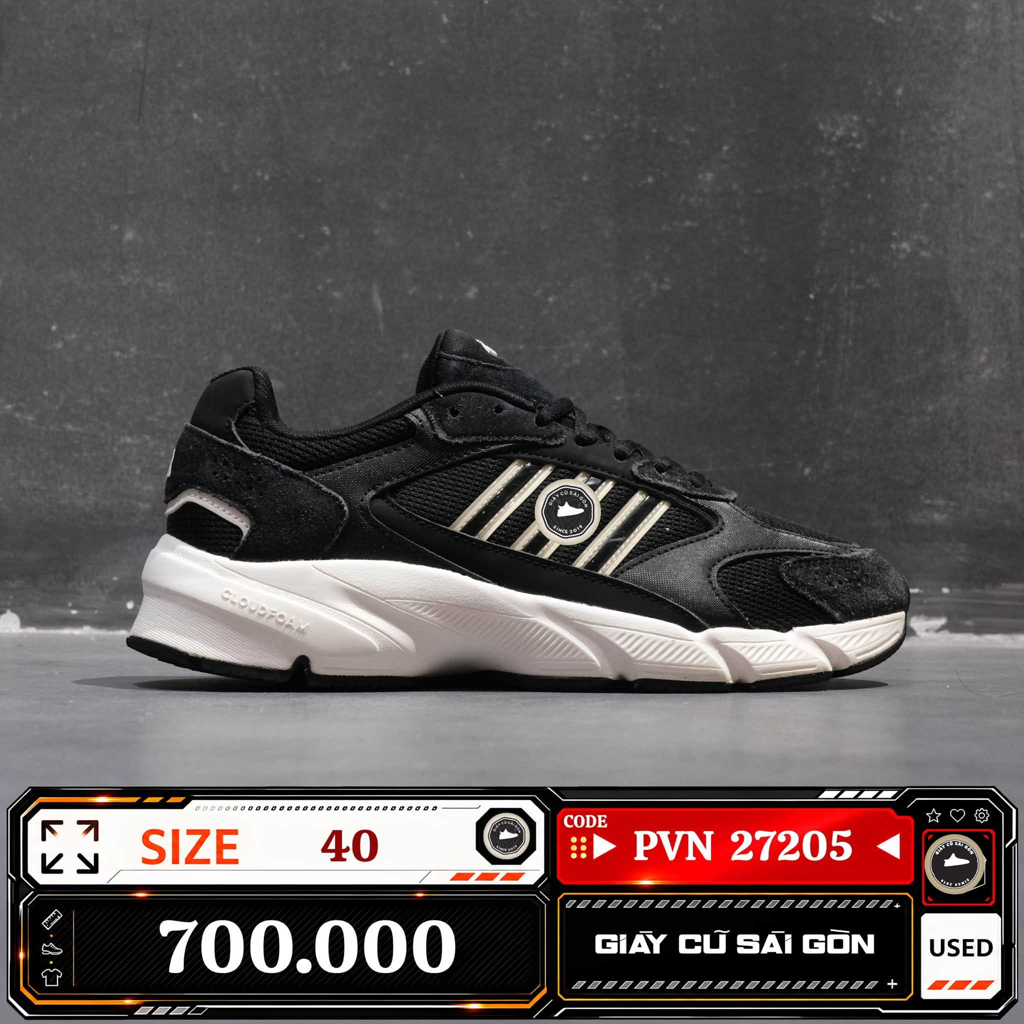 Adidas Crazychaos 2000 Core Black Core White IH0456 Cũ Size 40 | Giày Cũ Sài Gòn | PVN27205