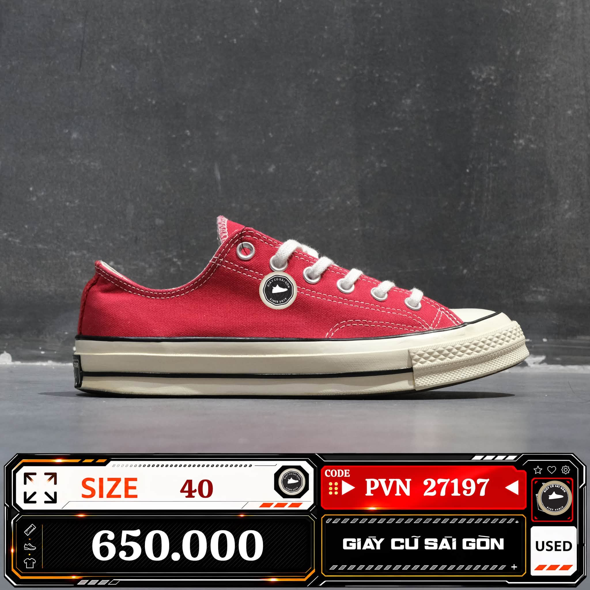 Converse Chuck Taylor All Star 70 Ox Enamel Red 164949C Cũ Size 40 | Giày Cũ Sài Gòn