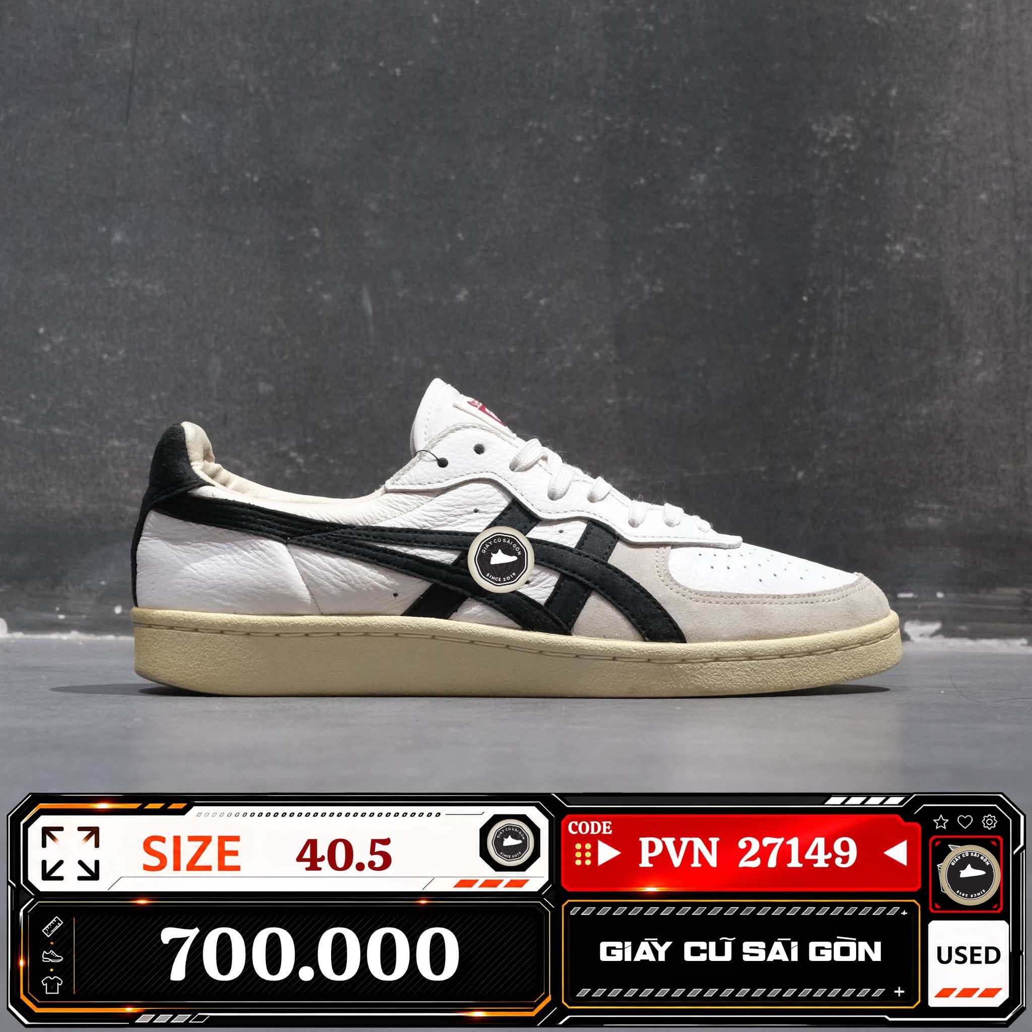 Onitsuka Tiger Gsm White Black D5K2Y Cũ Size 40.5 | Giày Cũ Sài Gòn | PVN27149