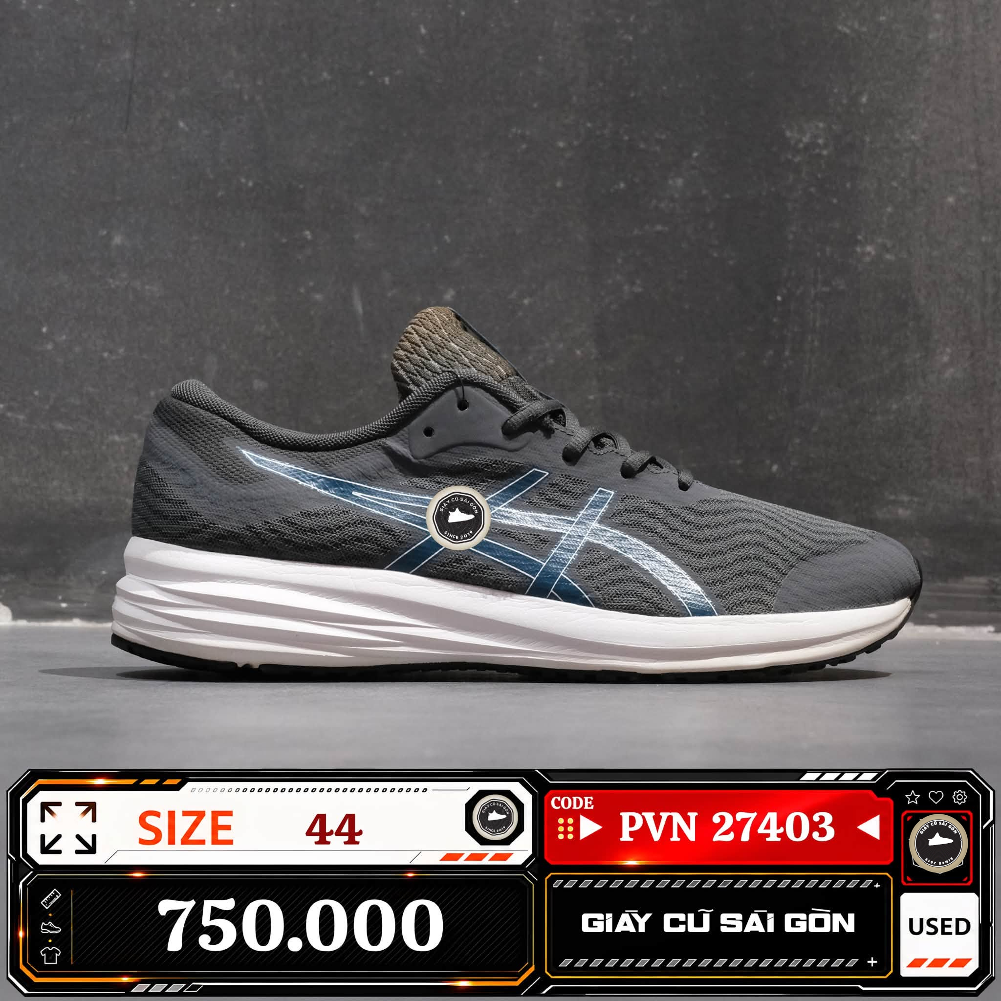 Asics Patriot 12 Carrier Grey Digital Aqua 1011A823 1011A8-23 Cũ Size 44 | Giày Cũ Sài Gòn | PVN27403