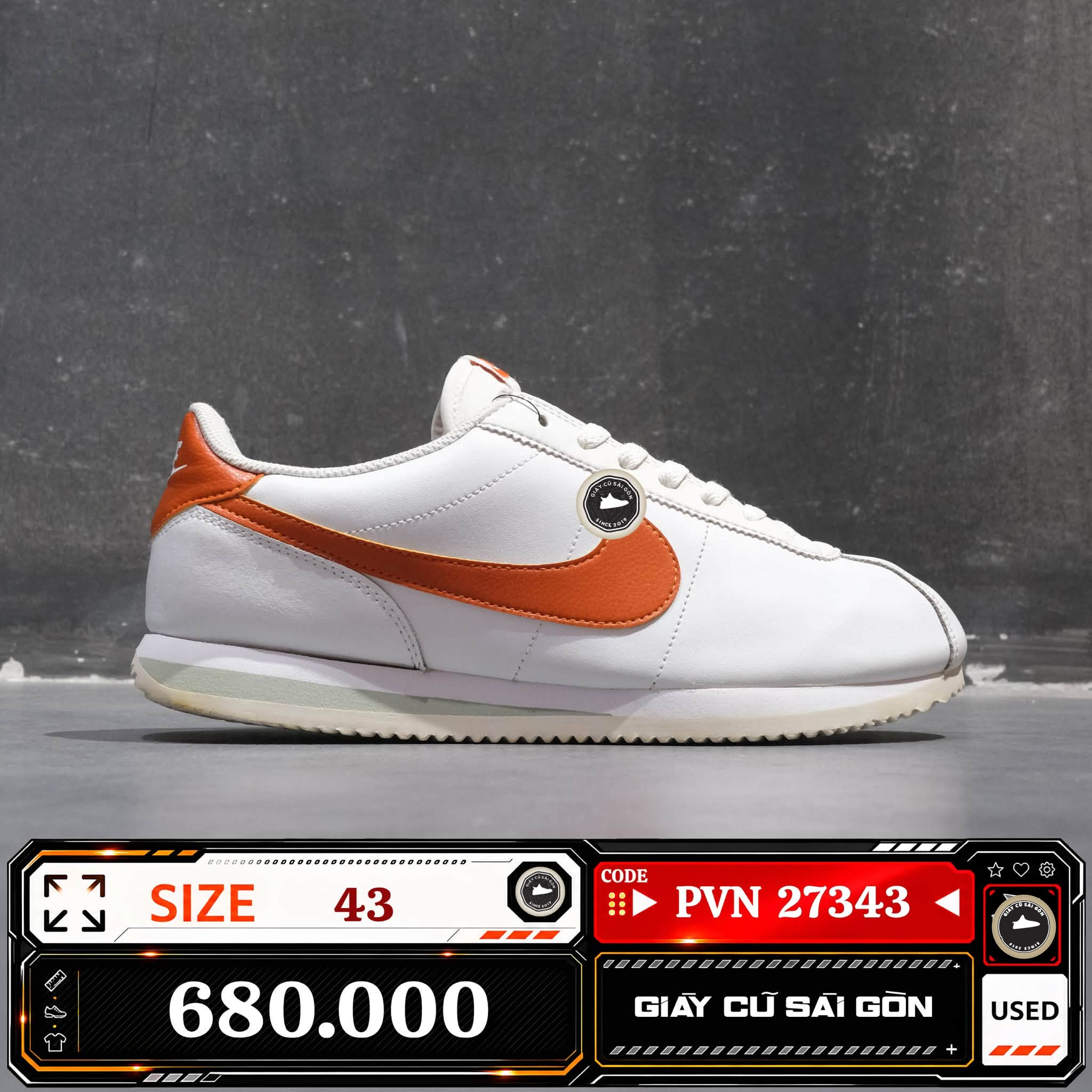 Nike Cortez '23 White Campfire Orange DM4044-102 Cũ Size 43 | Giày Cũ Sài Gòn | PVN27343