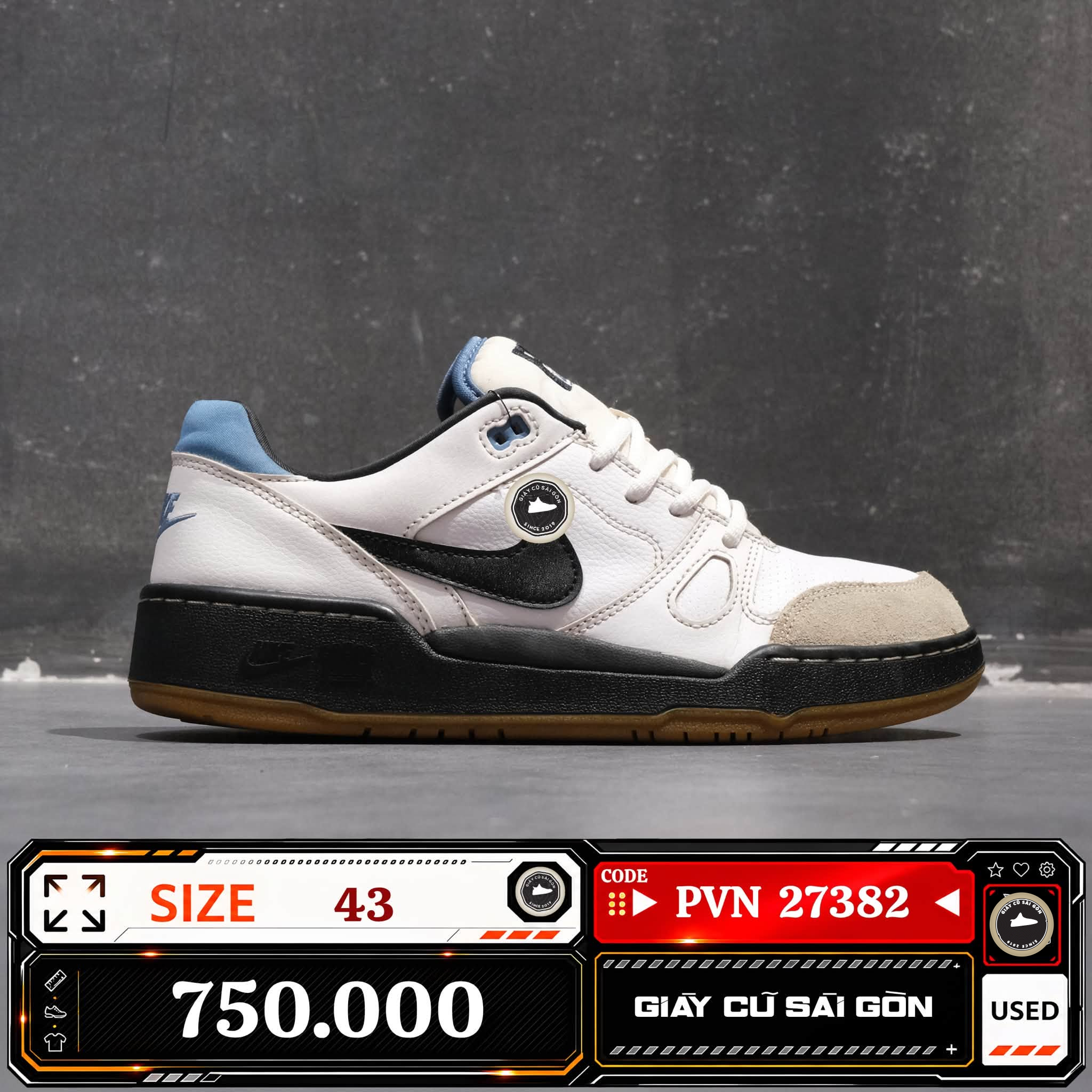 Nike Full Force Low White Black Aegean Storm HJ7262-100 Cũ Size 43 | Giày Cũ Sài Gòn PVN27382