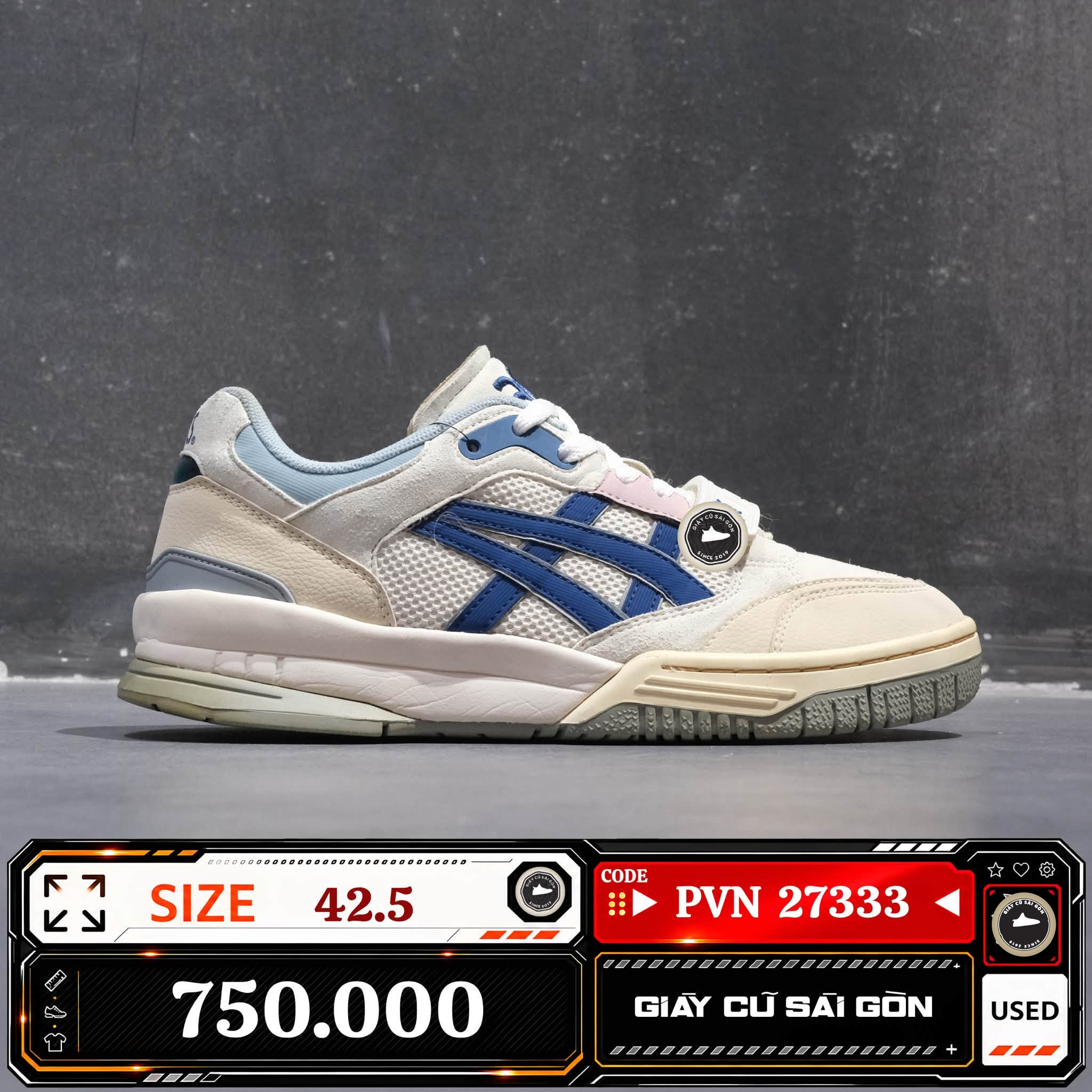 Asics Sportstyle EX89 Cream Indigo Blue 1203A258 1203A2-58 Cũ Size 42.5 | Giày Cũ Sài Gòn | PVN27333