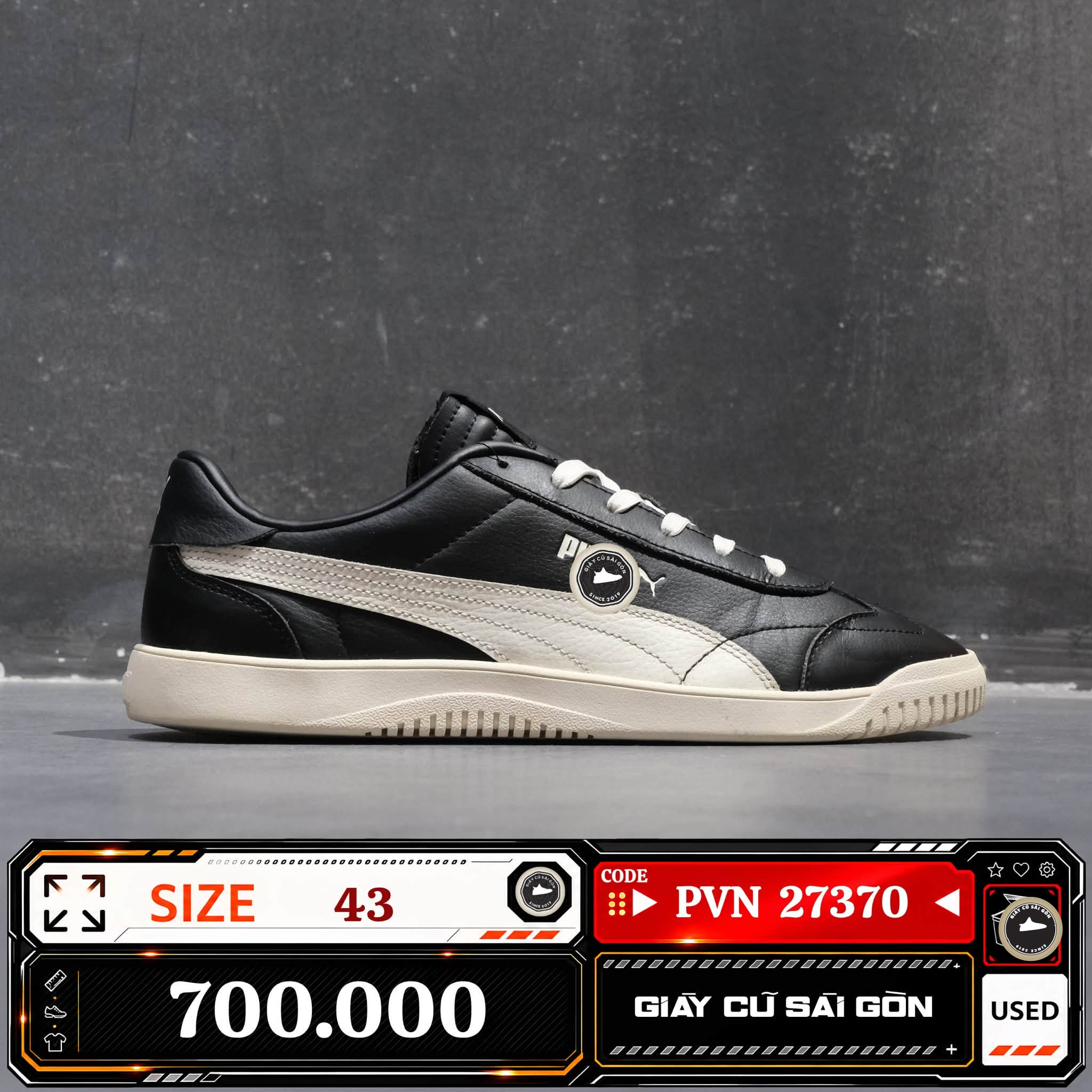 Puma Club 5v5 Black Frosted Ivory 389406-09 Cũ Size 43 | Giày Cũ Sài Gòn | PVN27370