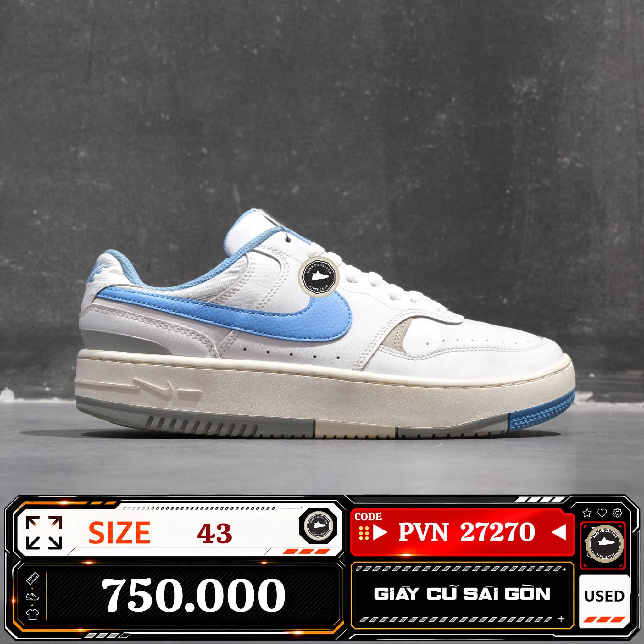 Nike Gamma Force White University Blue DX9176-108 Cũ Size 43 | Giày Cũ Sài Gòn | PVN27270