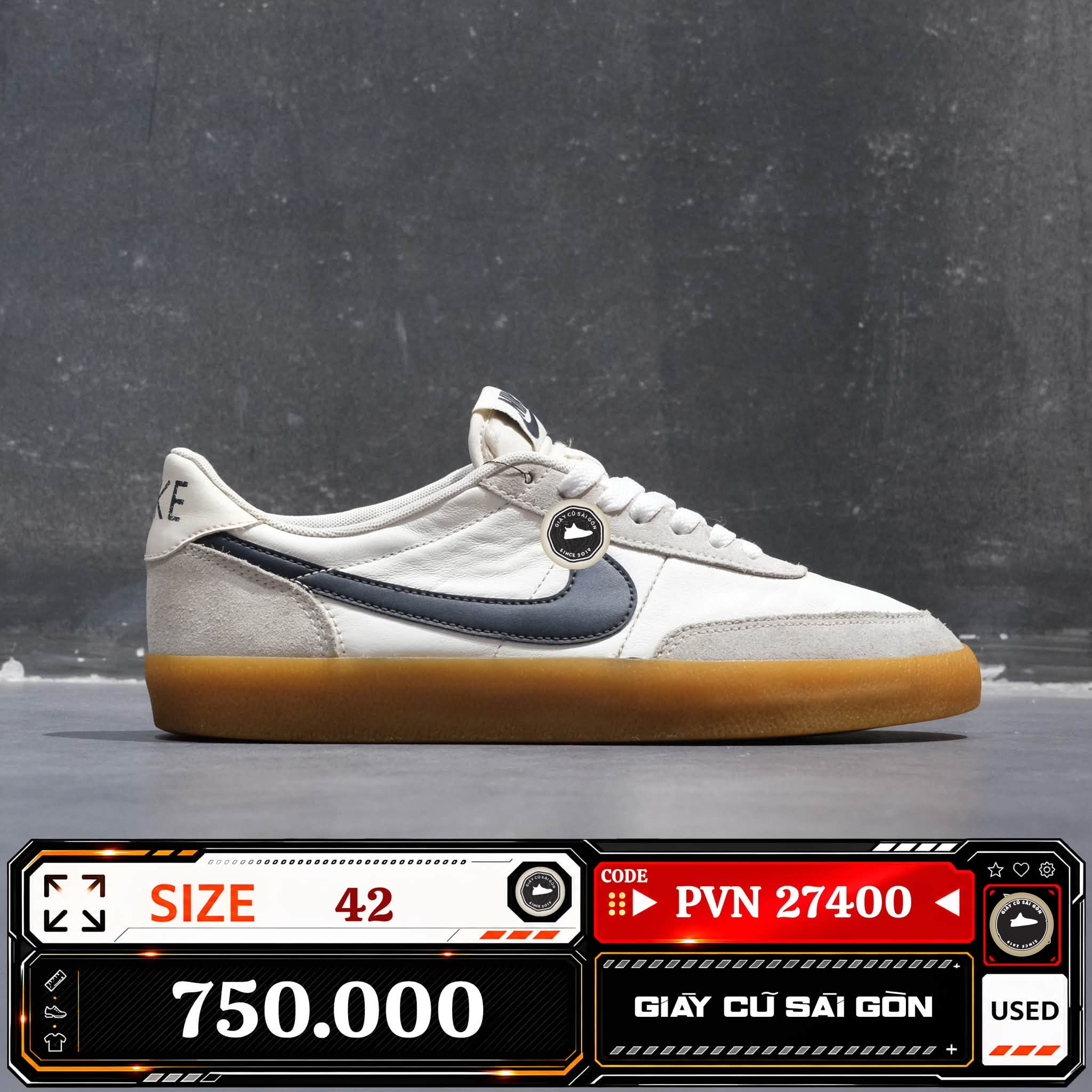 Nike Killshot 2 Leather Sail Oil Grey Gum 432997-121 Cũ Size 42 | Giày Cũ Sài Gòn PVN27400