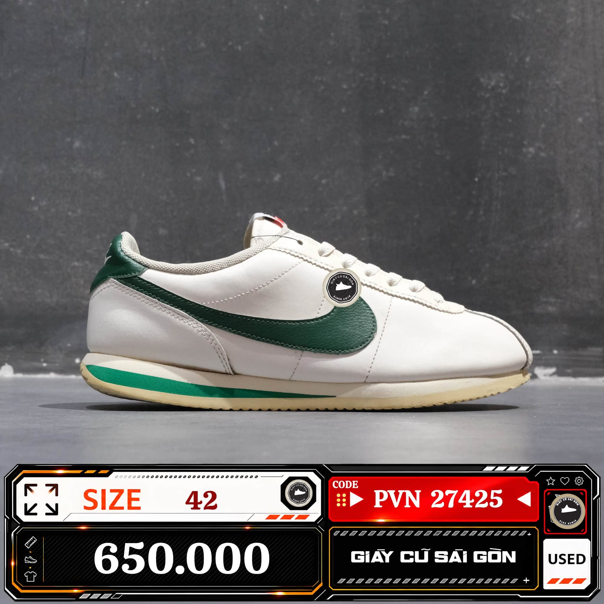 Nike Cortez '23 Sail Gorge Green DN1791-101 Cũ Size 42 | Giày Cũ Sài Gòn PVN27425