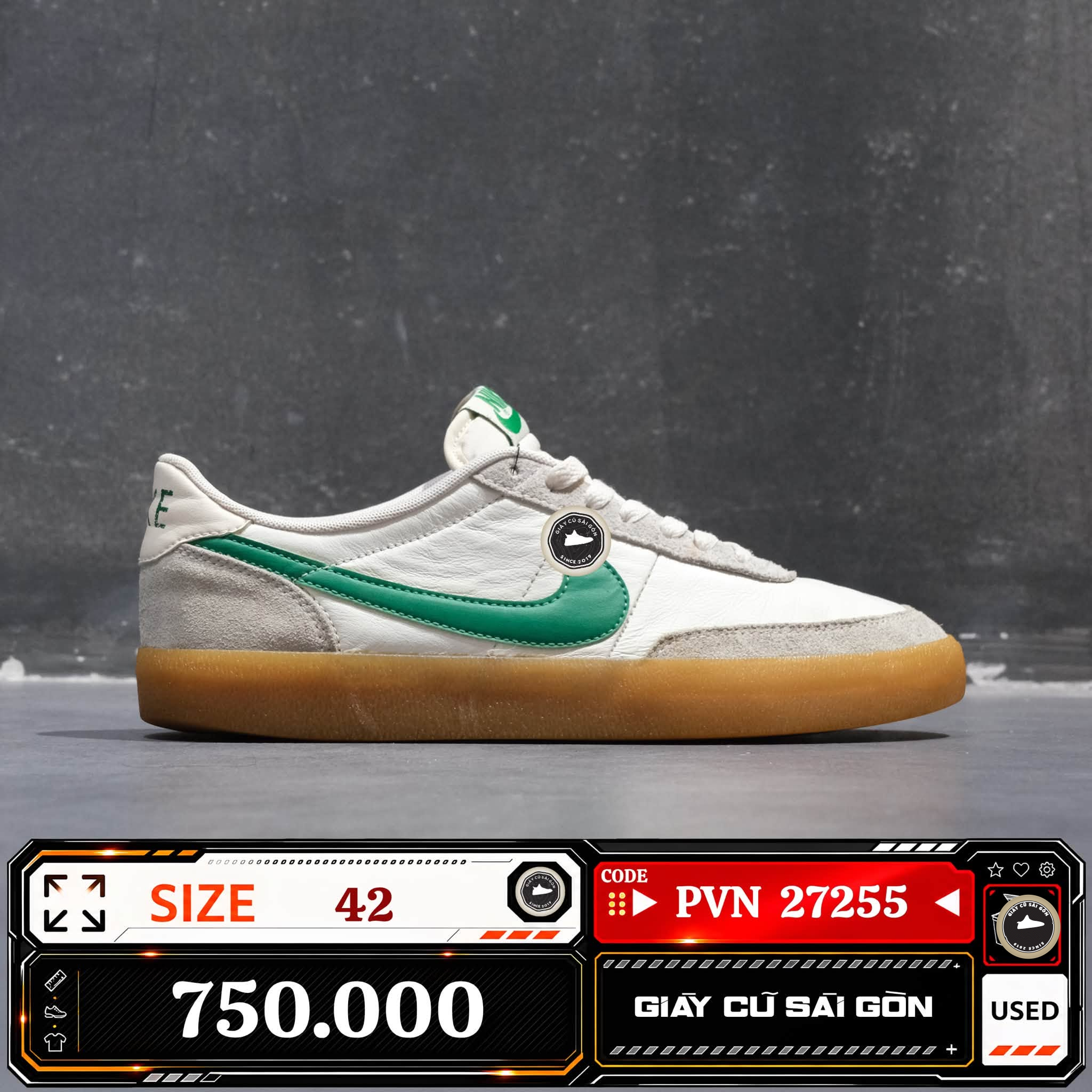 Nike Killshot 2 Leather Sail Lucid Green 432997-111 Cũ Size 42 | Giày Cũ Sài Gòn | PVN27255