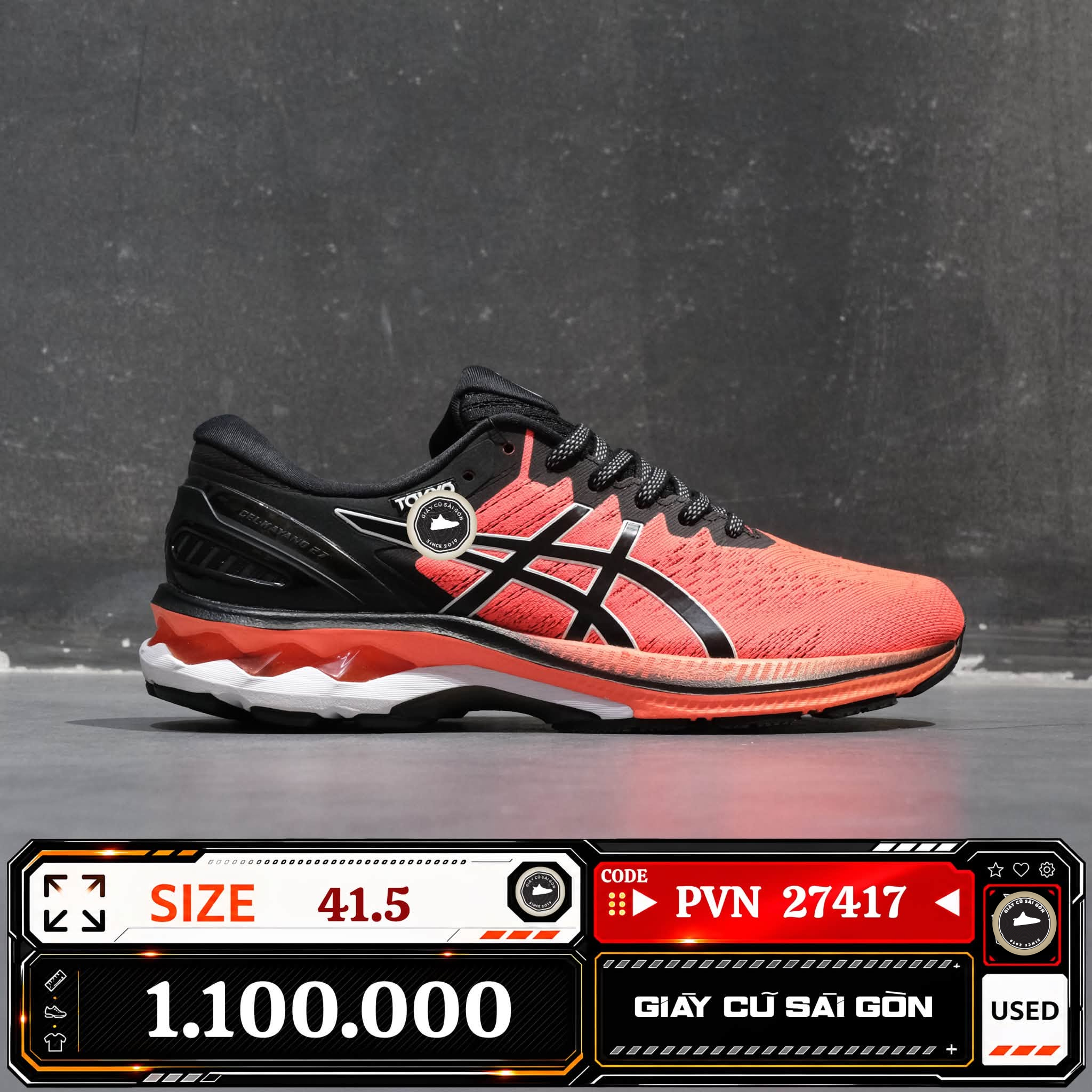 Asics Gel Kayano 27 Tokyo Sunrise Red Black 1011B077 KAYANO-27 Cũ Size 41.5 | Giày Cũ Sài Gòn | PVN27417