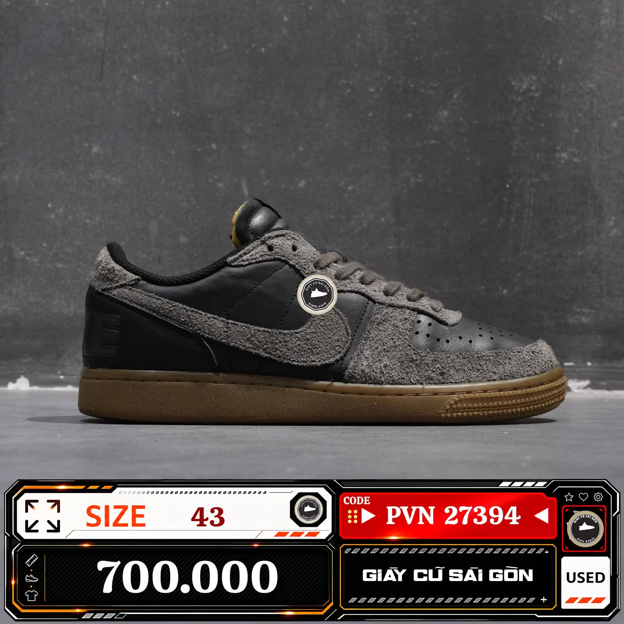 Nike Terminator Low Black Medium Ash Gum FV0396-001 Cũ Size 43 | Giày Cũ Sài Gòn | PVN27394