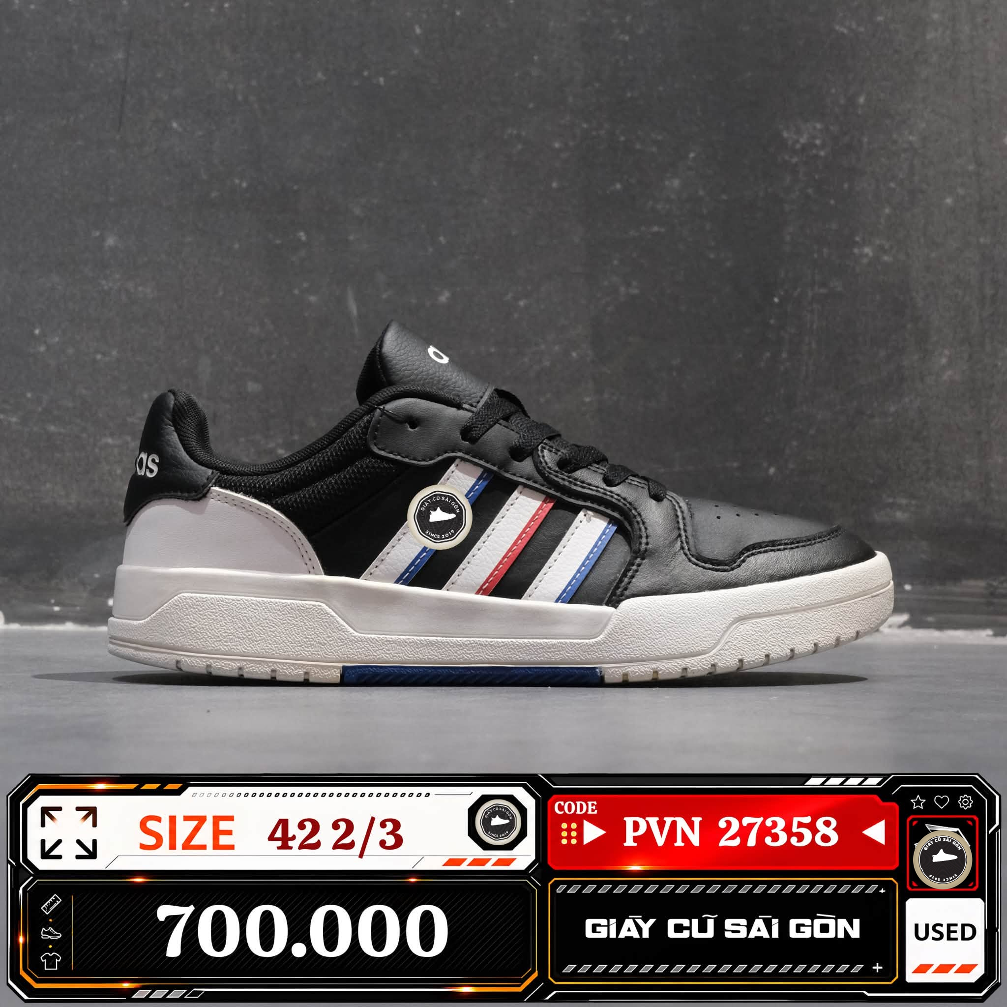 Adidas Entrap Core Black Cloud White Scarlet FY6076 Cũ Size 42 2/3 | Giày Cũ Sài Gòn | PVN27358