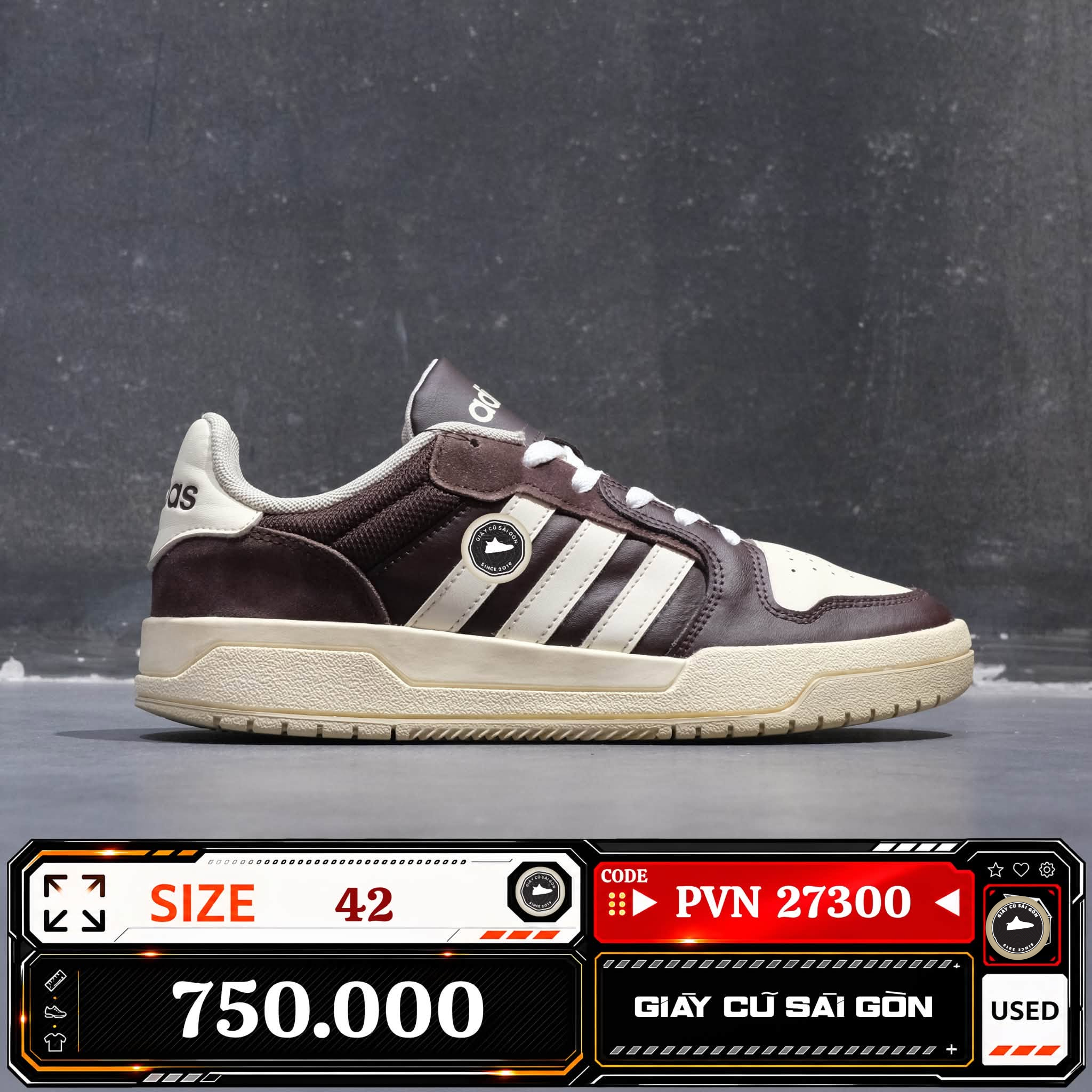 Adidas Entrap Shadow Brown Cream White Alumina JI2547 Cũ Size 42 | Giày Cũ Sài Gòn | PVN27300