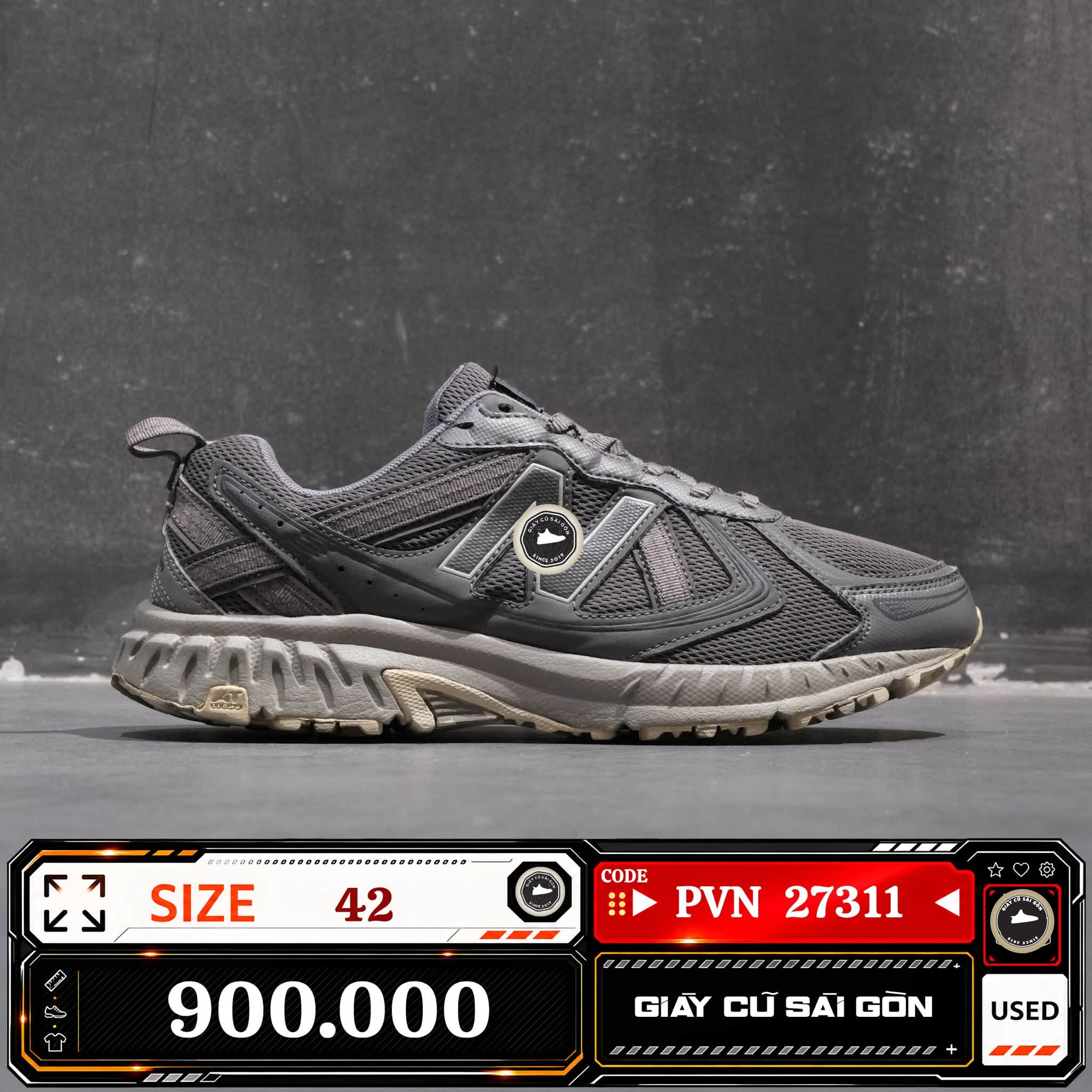 New Balance Trail Running Grey Silver MT410SM5 410V5 Cũ Size 42 | Giày Cũ Sài Gòn