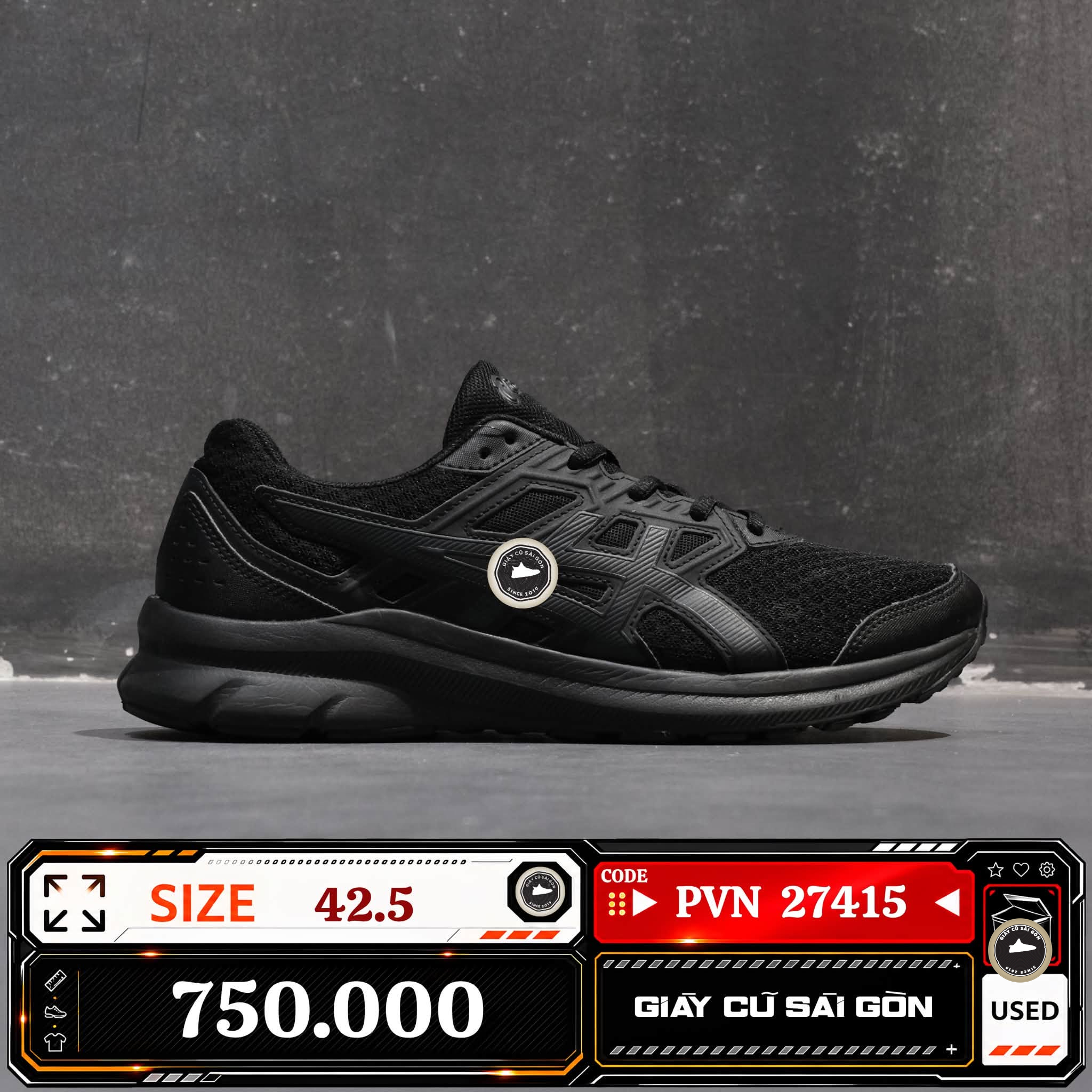 Asics Jolt 3 Black Graphite Grey 1011B034 | 1011B0-34 Cũ Size 42.5 | Giày Cũ Sài Gòn | PVN 27415
