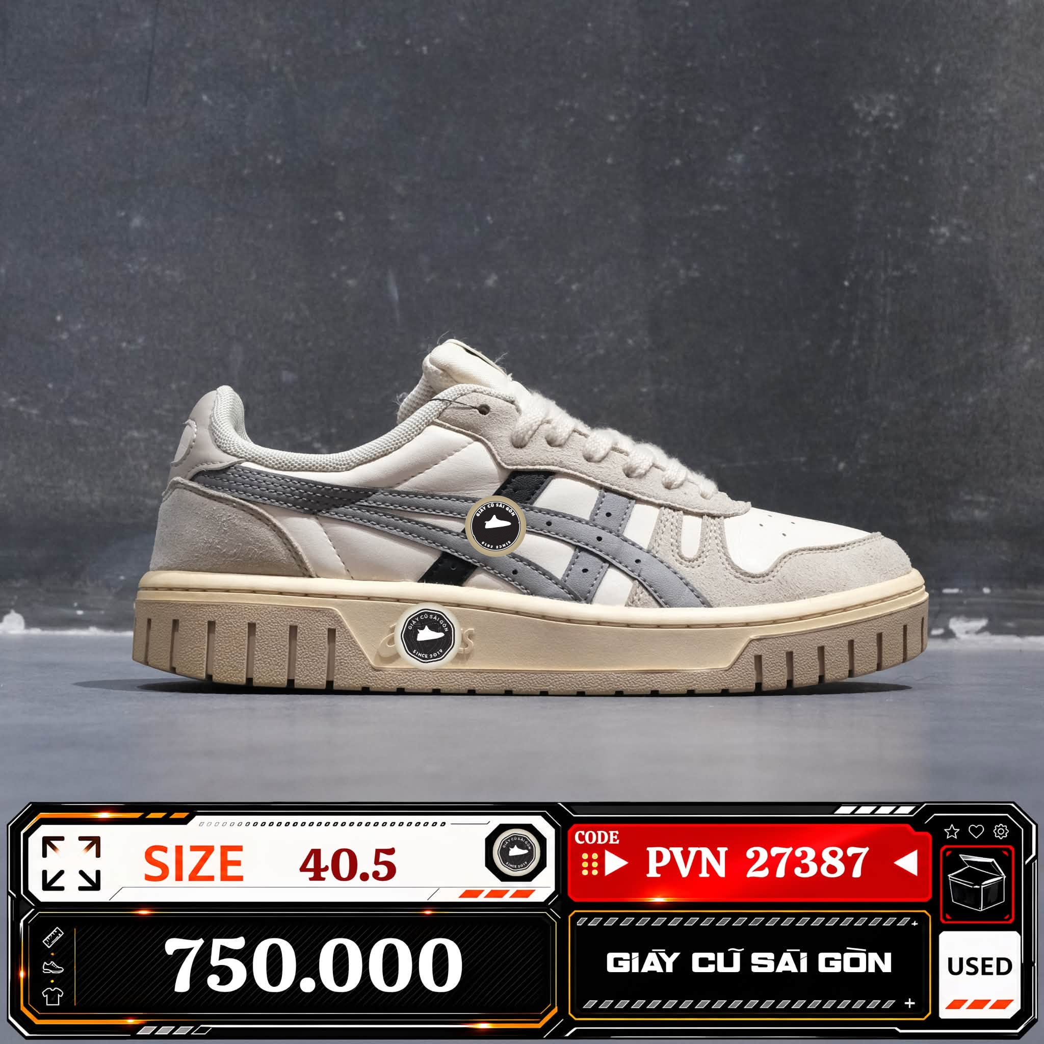 Asics Court Mz 'cream Black Gum' | 1203A127-750 Cũ Size 40.5 | Giày Cũ Sài Gòn | PVN 27387