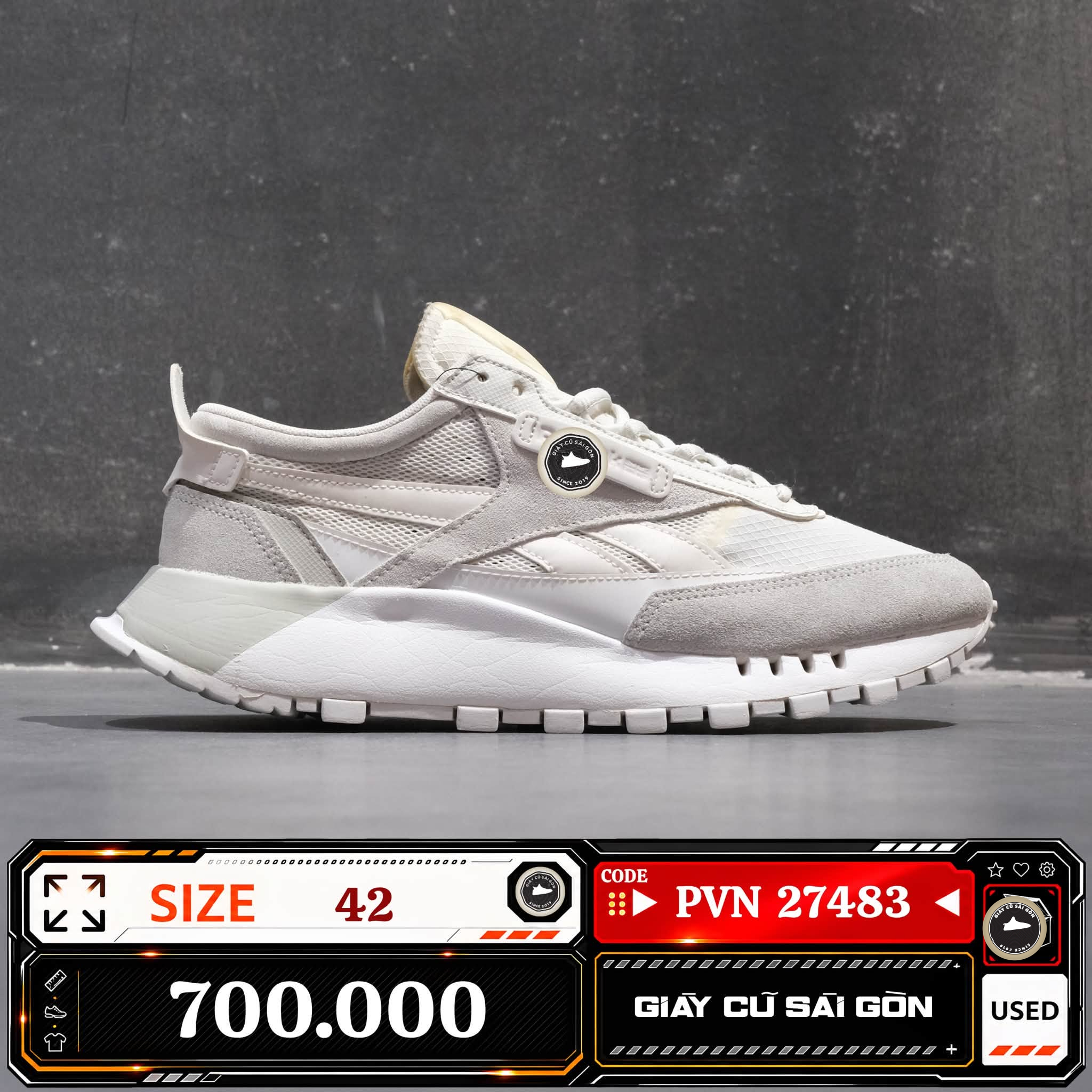 Reebok Classic Leather Legacy White Skull Grey | FY7379 Cũ Size 42 | Giày Cũ Sài Gòn | PVN 27483