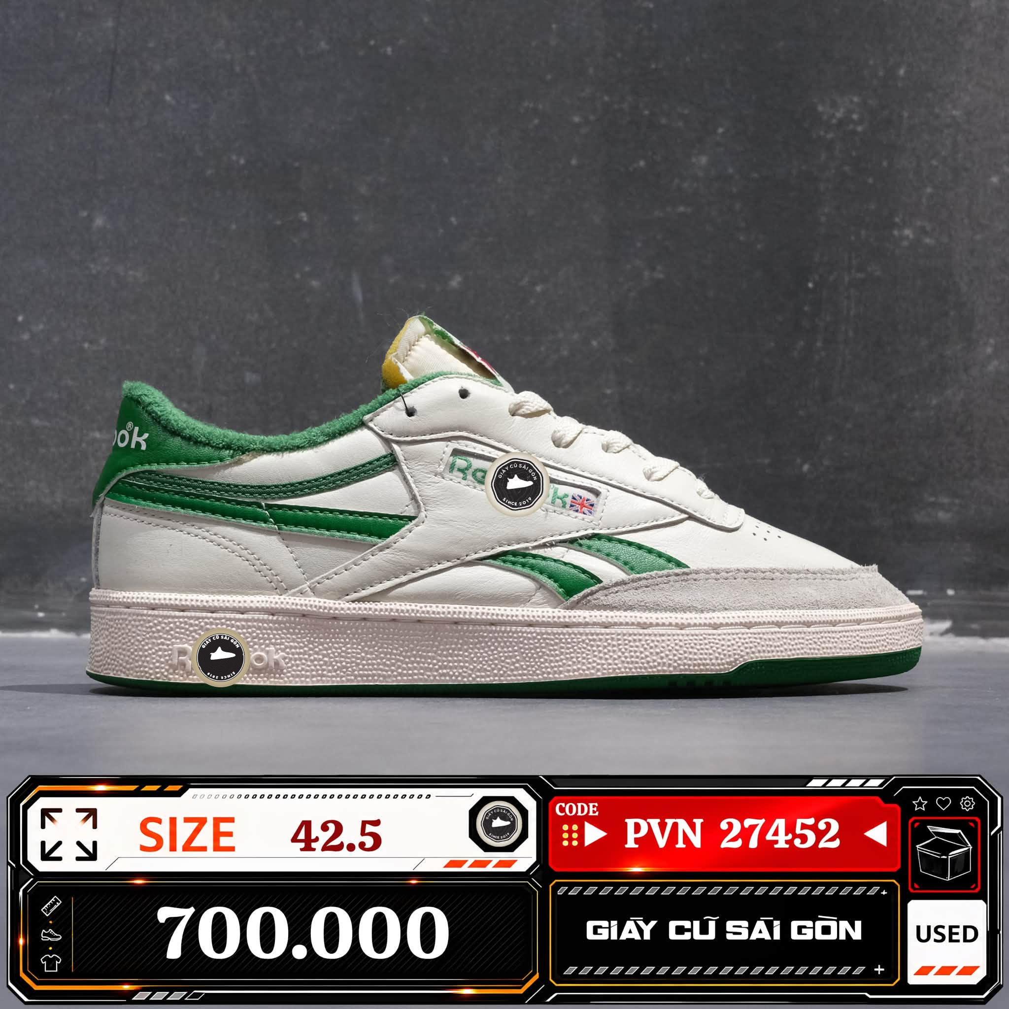Reebok Club C Revenge Vintage 'chalk Glen Green' | FW4862 Cũ Size 42.5 | Giày Cũ Sài Gòn | PVN 27452