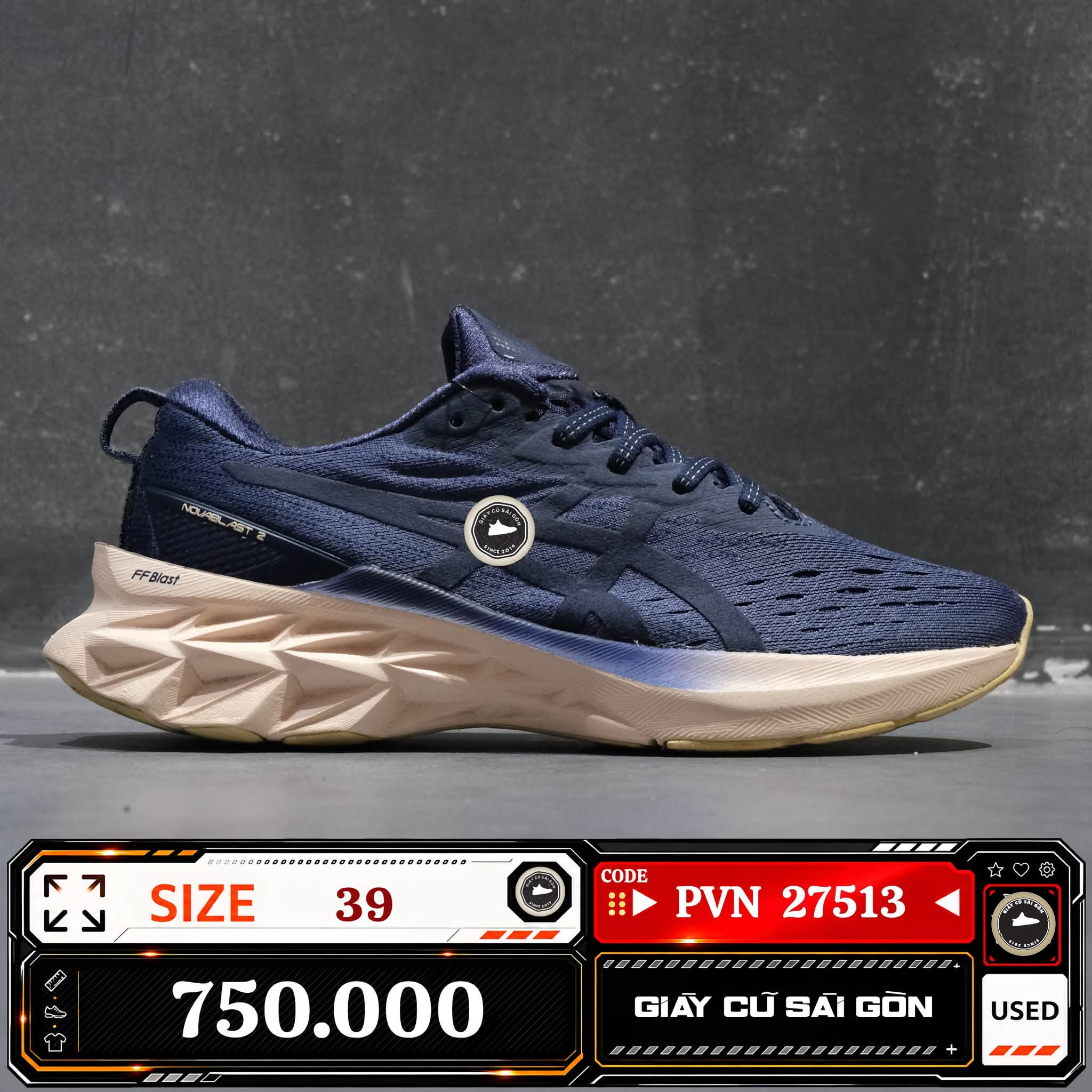 Asics Novablast 2 Sps Thunder Blue Pearl Pink | 1201A483-400 Cũ Size 39 | Giày Cũ Sài Gòn | PVN 27513