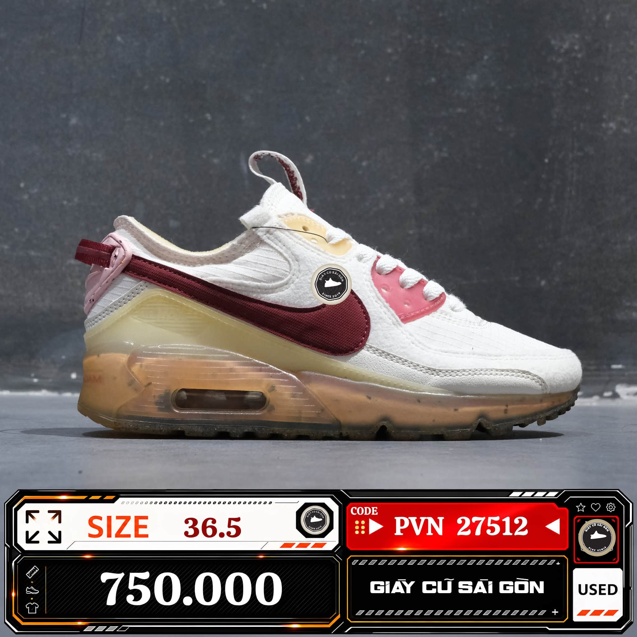 Nike Air Max Terrascape 90 Pomegranate | DC9450-100 Cũ Size 36.5 | Giày Cũ Sài Gòn | PVN 27512