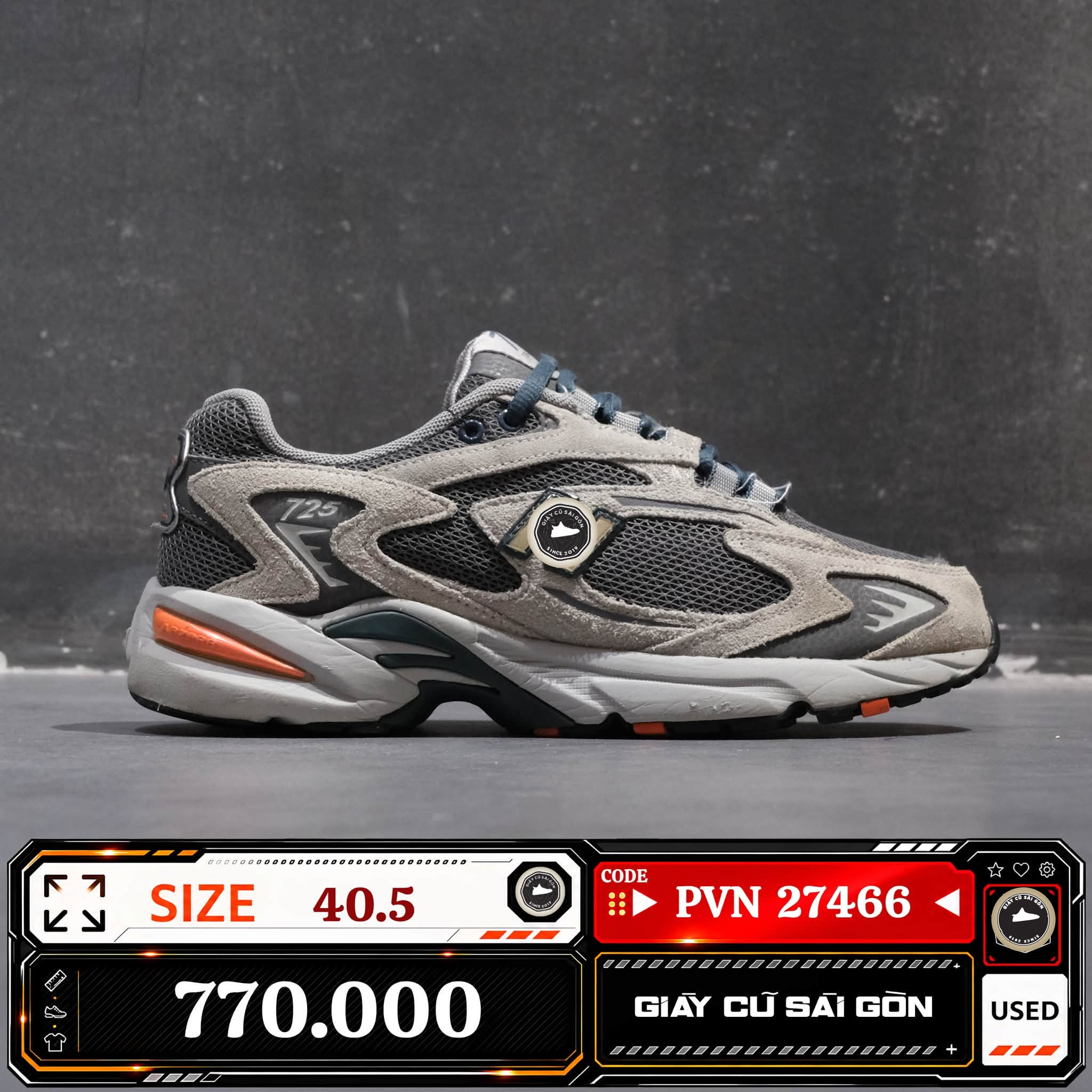 New Balance 725v1 Dark Grey | ML725N Cũ Size 40.5 | Giày Cũ Sài Gòn | PVN 27466