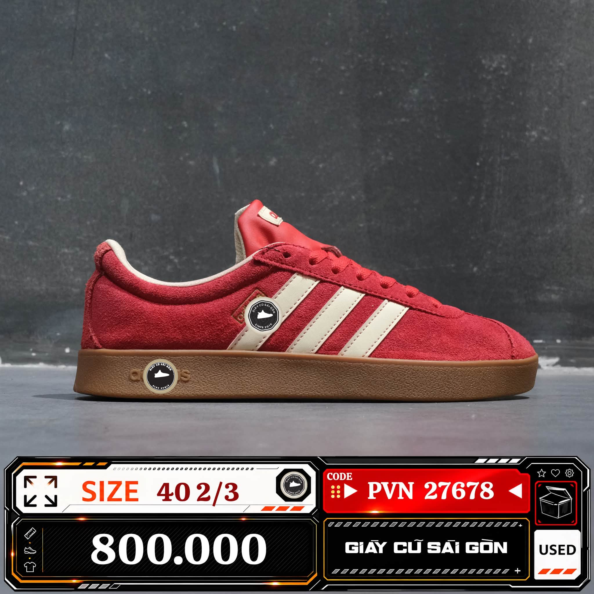Adidas Vl Court Classic | KK3774 Cũ Size 40 2/3 | Giày Cũ Sài Gòn | PVN 27678