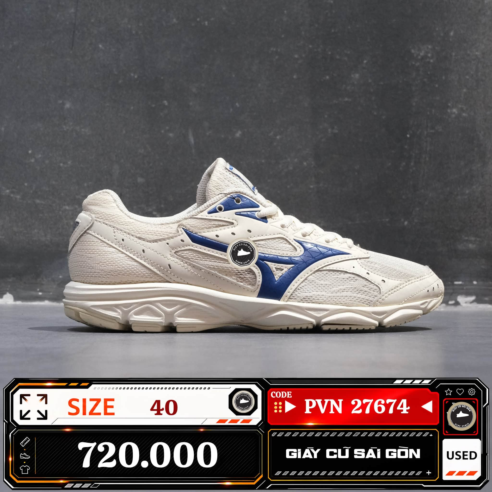 Mizuno Spark 3 White Blue | K1GR180327 Cũ Size 40 | Giày Cũ Sài Gòn | PVN 27674