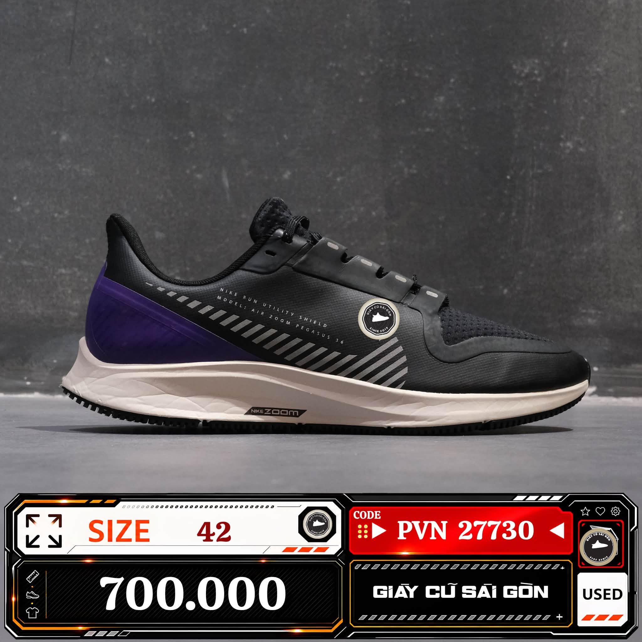 Nike Air Zoom Pegasus 36 Shield | AQ8005-002 Cũ Size 42 | Giày Cũ Sài Gòn | PVN 27730
