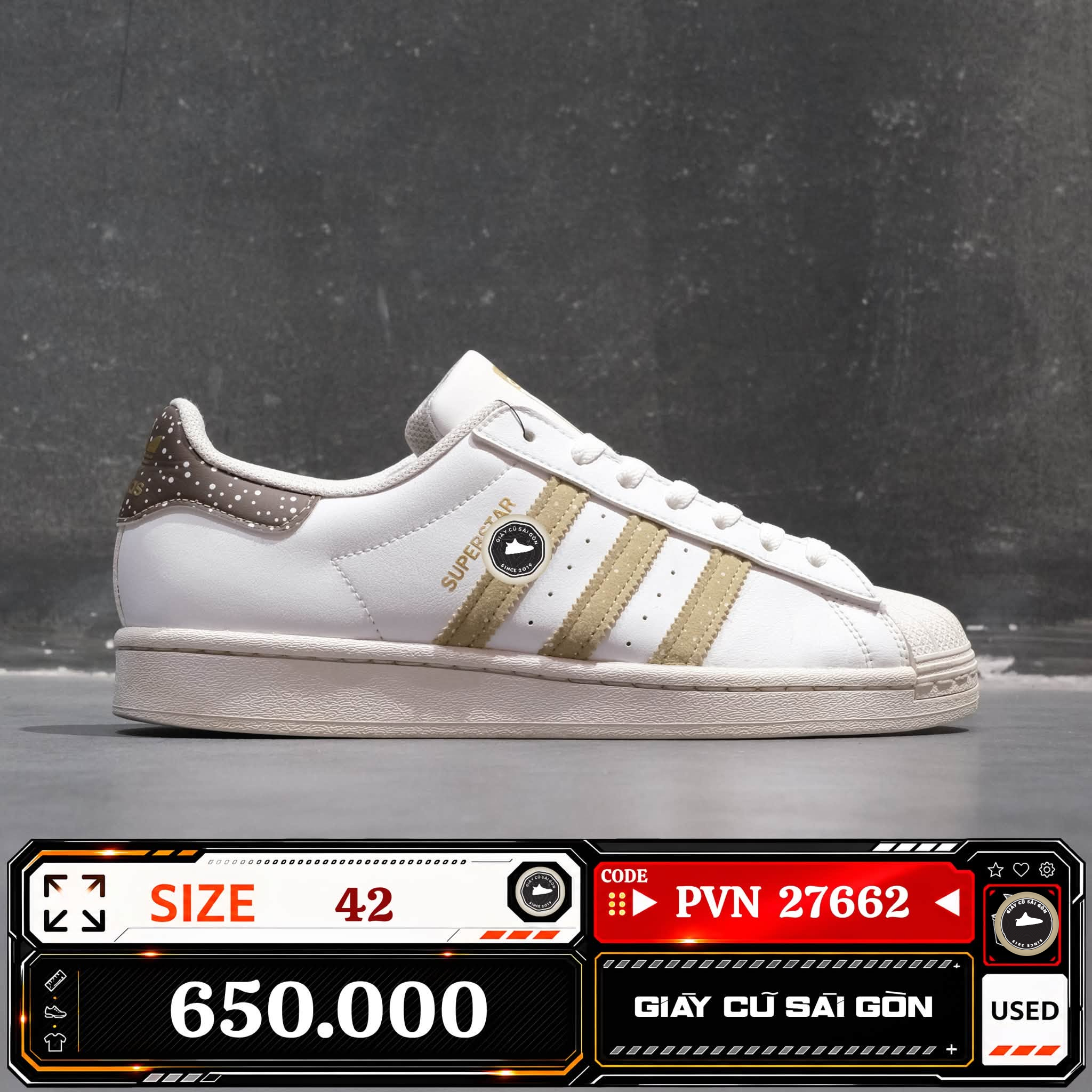 Adidas Originals Superstar 'christmas Gingerbread' | FZ5462 Cũ Size 42 | Giày Cũ Sài Gòn | PVN 27662