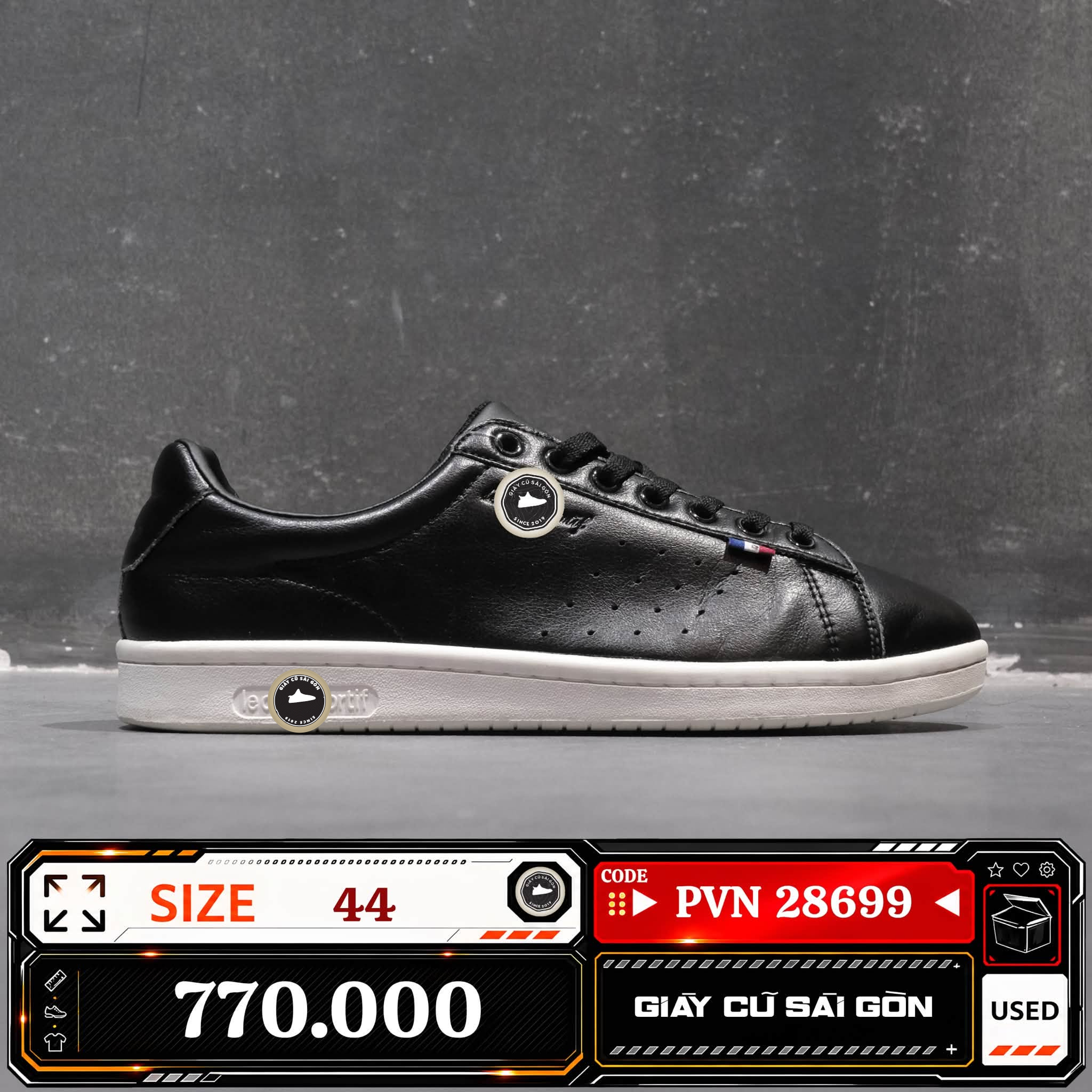 Le Coq Sportif La Roland Le Black | QL1VJC01BK Cũ Size 44 | Giày Cũ Sài Gòn | PVN 28699