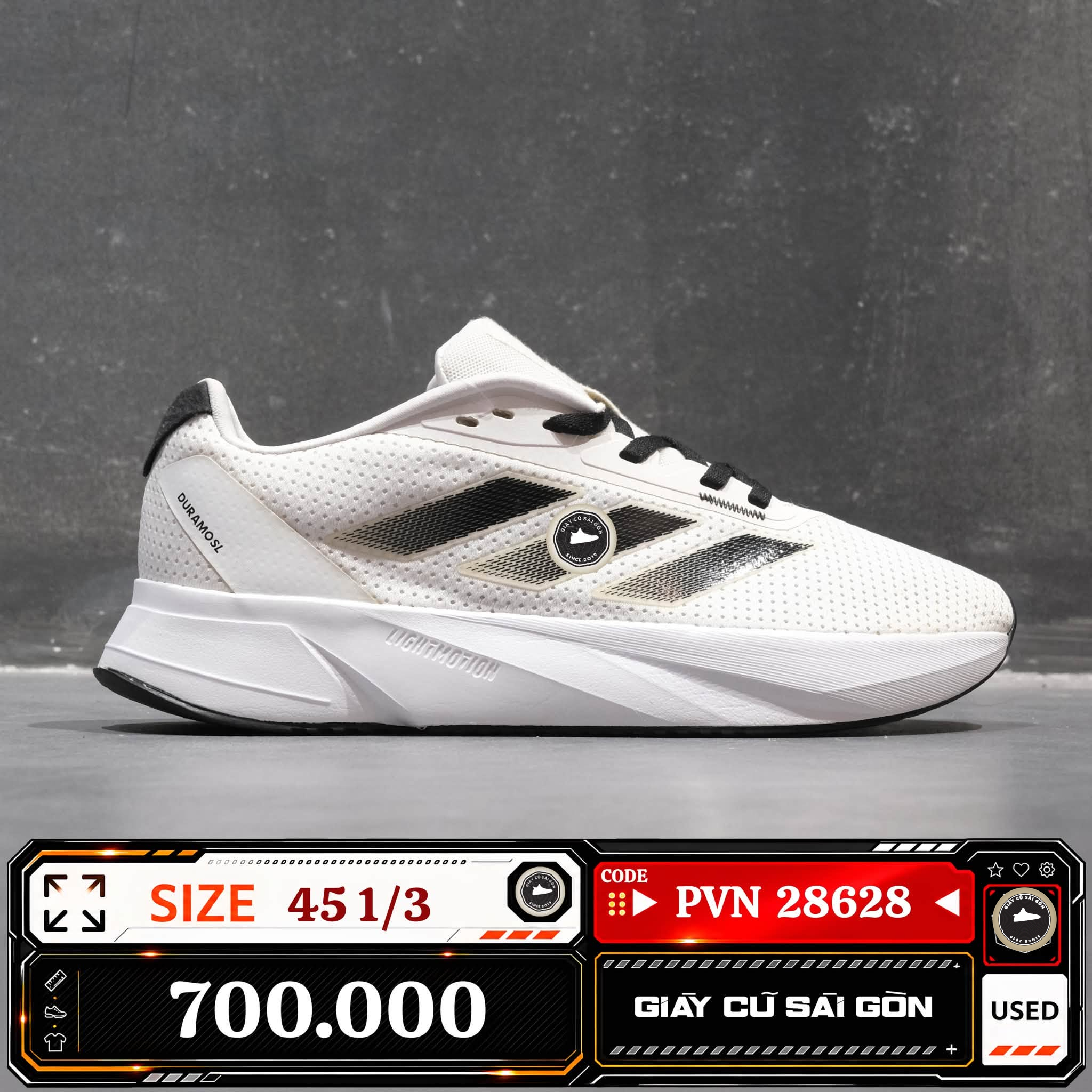 Adidas Duramo Sl Cloud White Core Black | IE7262 Cũ Size 45 1/3 | Giày Cũ Sài Gòn | PVN 28628