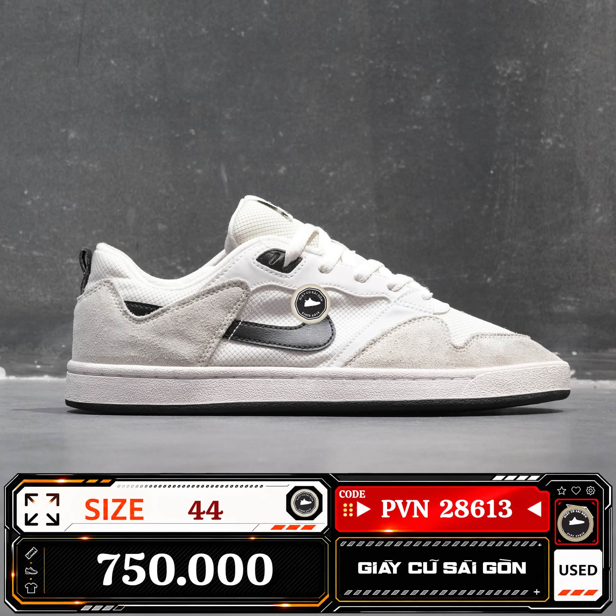 Nike Sb Alleyoop White Black | CJ0882-100 Cũ Size 44 | Giày Cũ Sài Gòn | PVN 28613