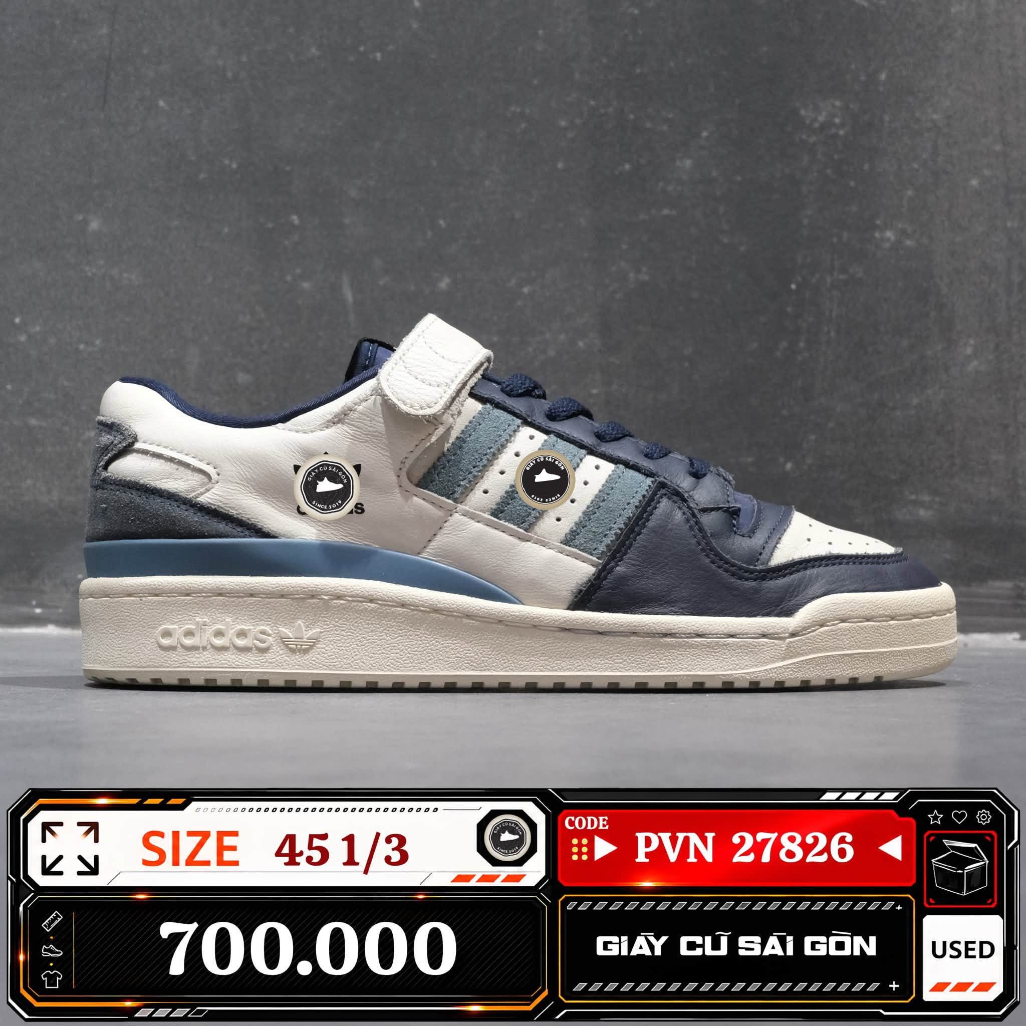 Adidas Originals Forum 84 Low Navy | GX2162 Cũ Size 45 1/3 | Giày Cũ Sài Gòn | PVN 27826