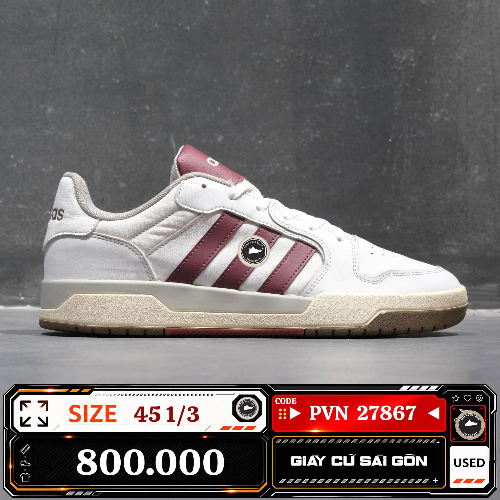 Adidas Entrap 'white Burgundy Gum' | JR7983 Cũ Size 45 1/3 | Giày Cũ Sài Gòn | PVN 27867