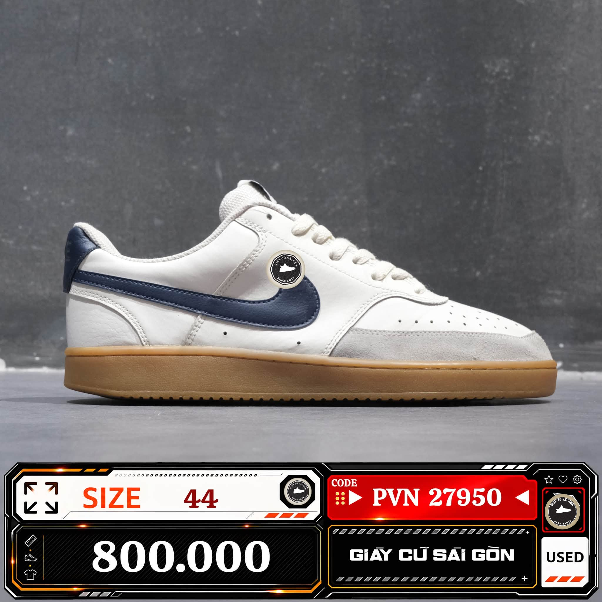 Nike Court Vision Low 'sail Midnight Navy' | HF1068-133 Cũ Size 44 | Giày Cũ Sài Gòn | PVN 27950