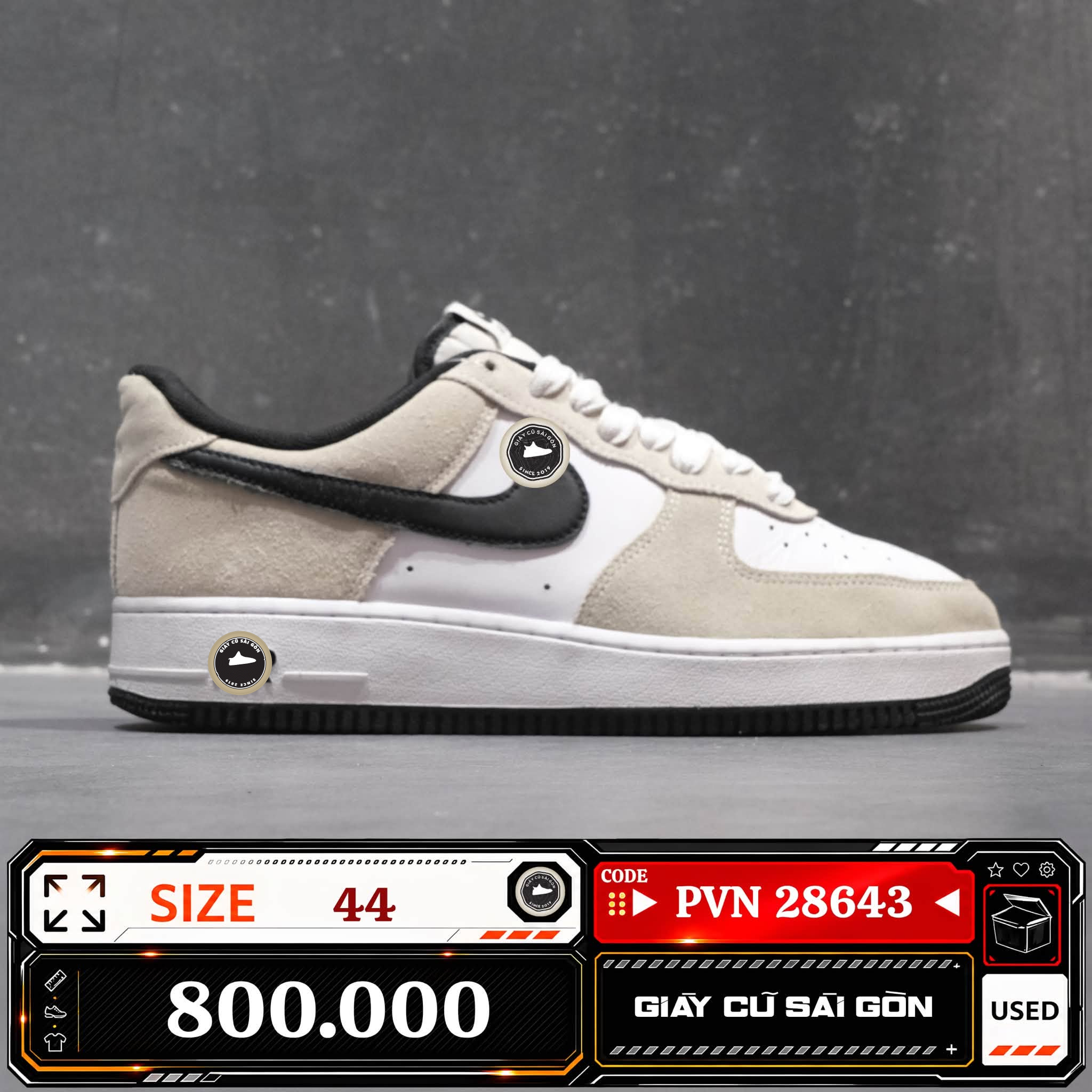 Nike Air Force 1 '07 LV8 White Black | IB6388-100 Cũ Size 44 | Giày Cũ Sài Gòn | PVN 28643
