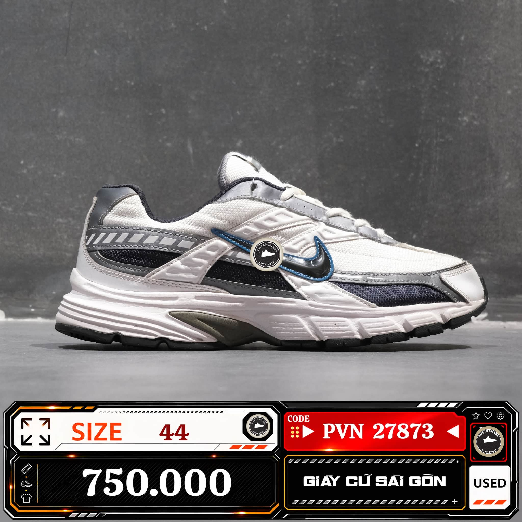 Nike Initiator White Metallic Cool Grey Obsidian | 394055-101 Cũ Size 44 | Giày Cũ Sài Gòn | PVN 27873