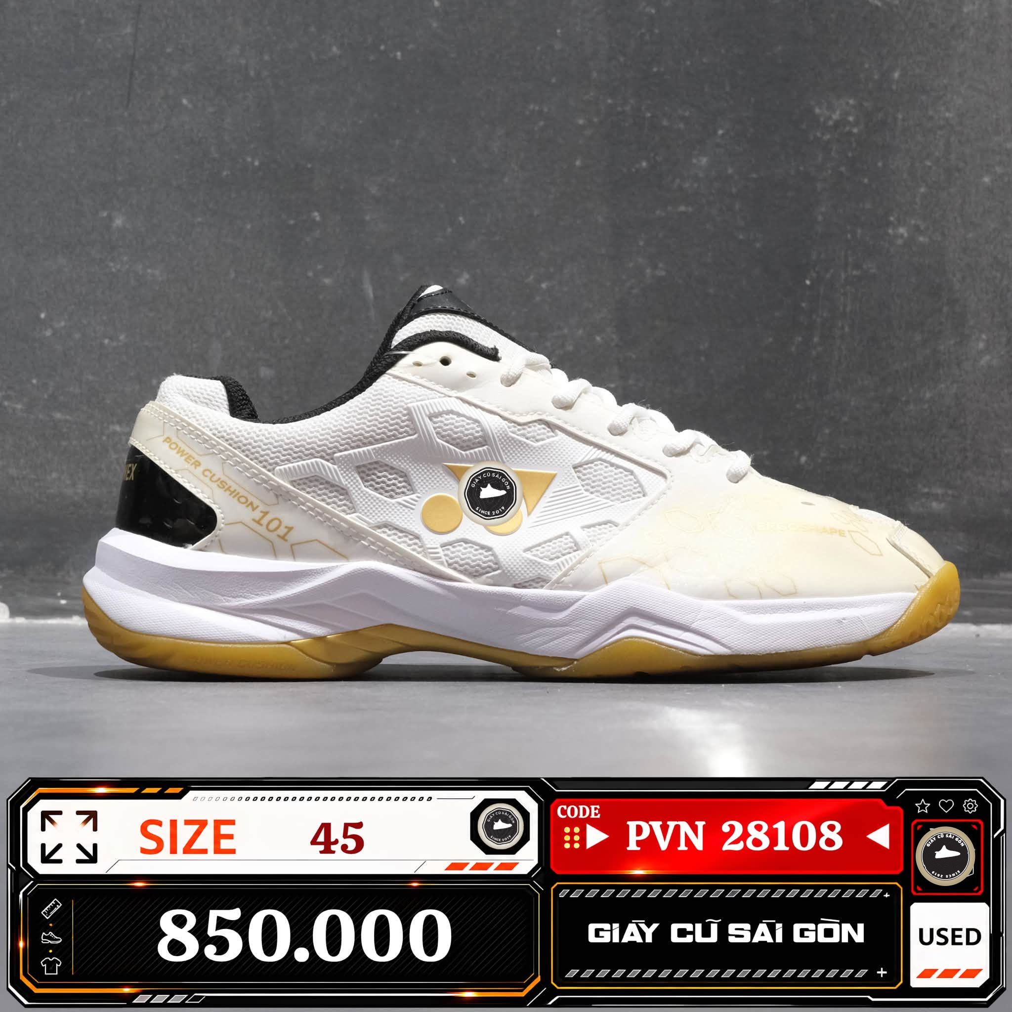 Yonex Power Cushion Shb 101CR White Gold | SHB101-CR Cũ Size 45 | Giày Cũ Sài Gòn | PVN 28108