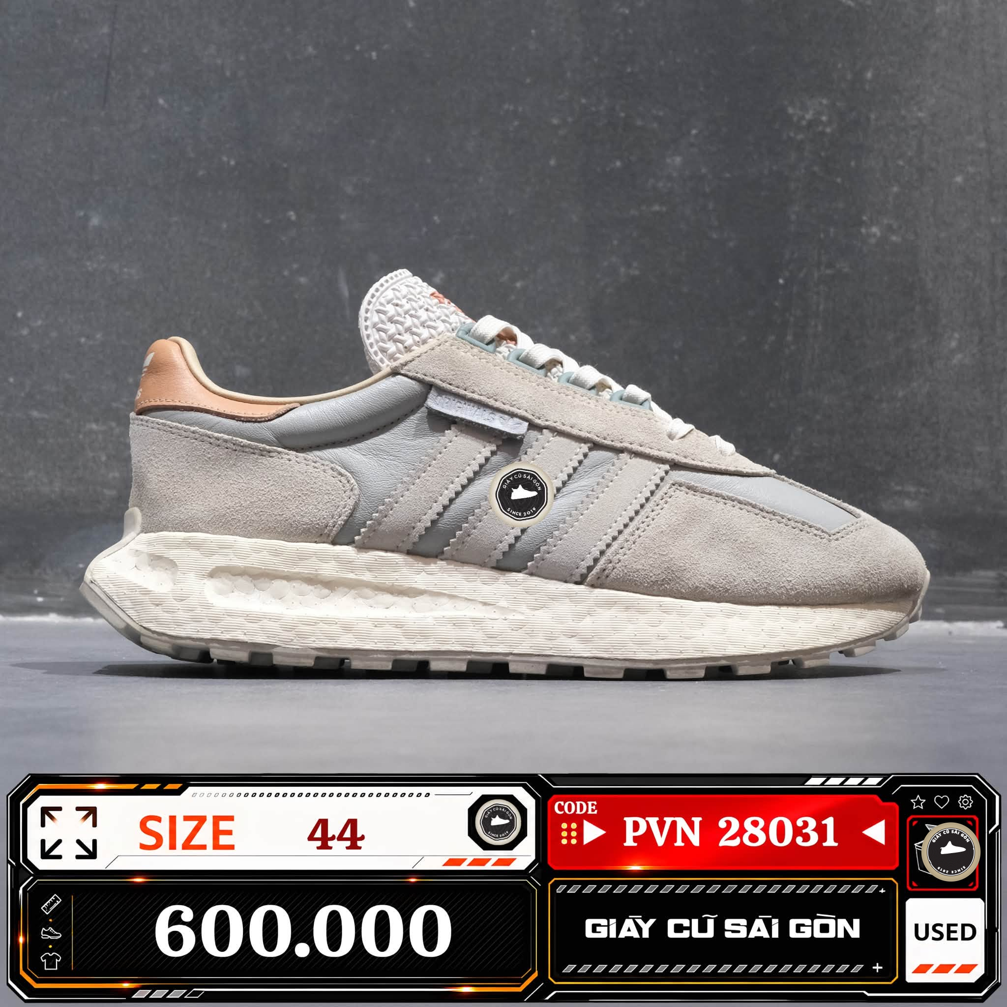 Adidas Originals Retropy E5 Griege Cream Grey | GW4412 Cũ Size 44 | Giày Cũ Sài Gòn | PVN 28031