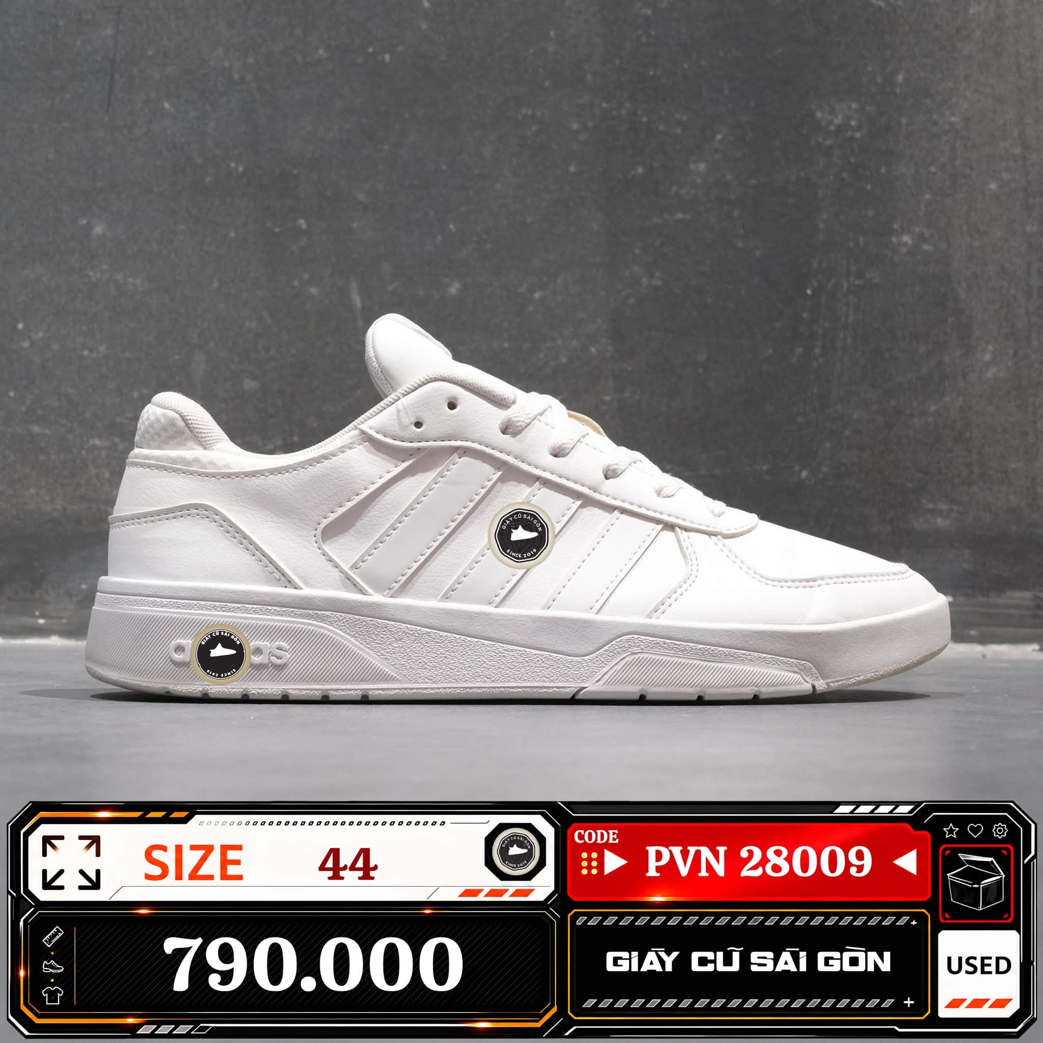 Adidas Courtbeat Court Lifestyle Shoes Cloud White | ID9659 Cũ Size 44 | Giày Cũ Sài Gòn | PVN 28009