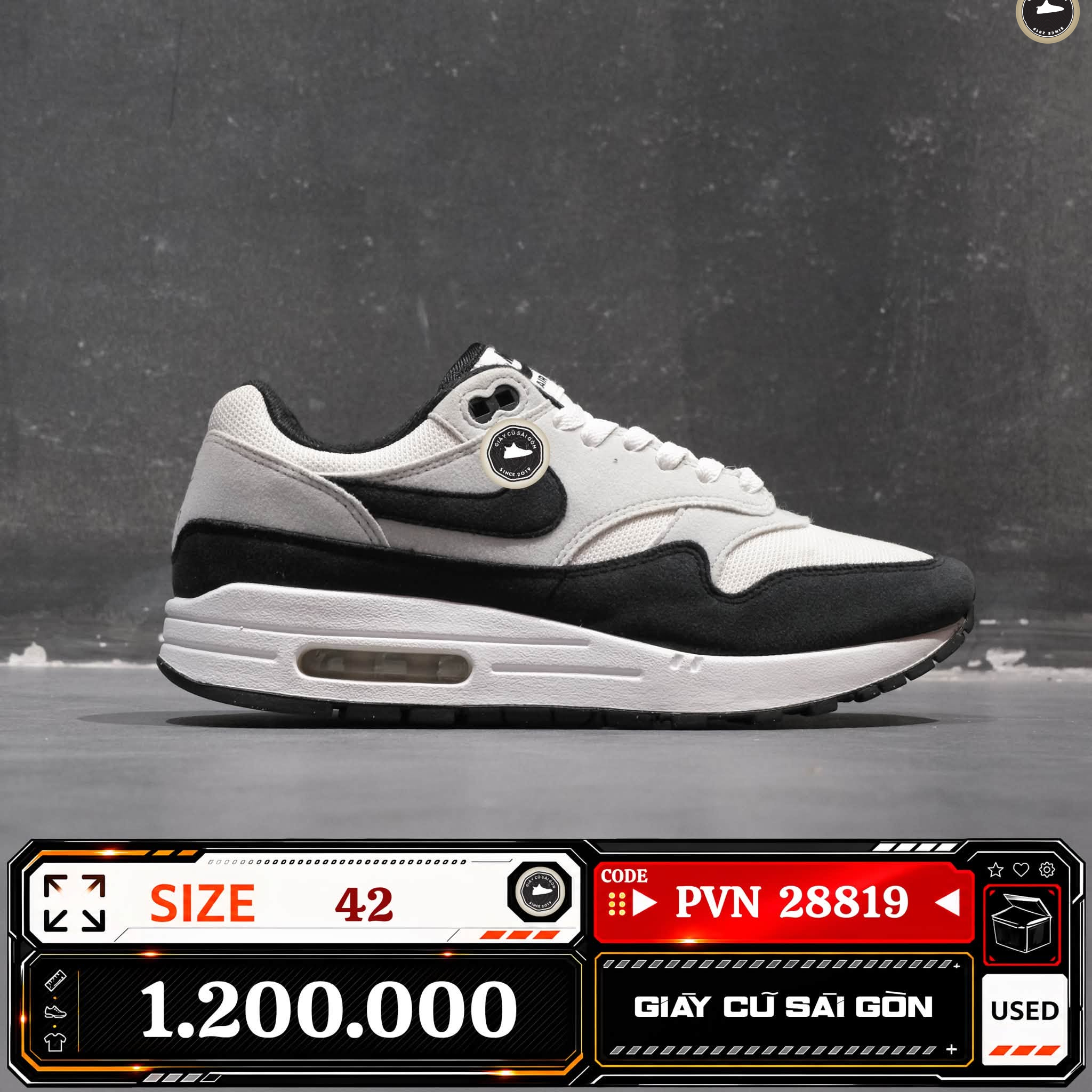 Nike Air Max 1 White Black | FD9082-107 Cũ Size 42 | Giày Cũ Sài Gòn | PVN 28819