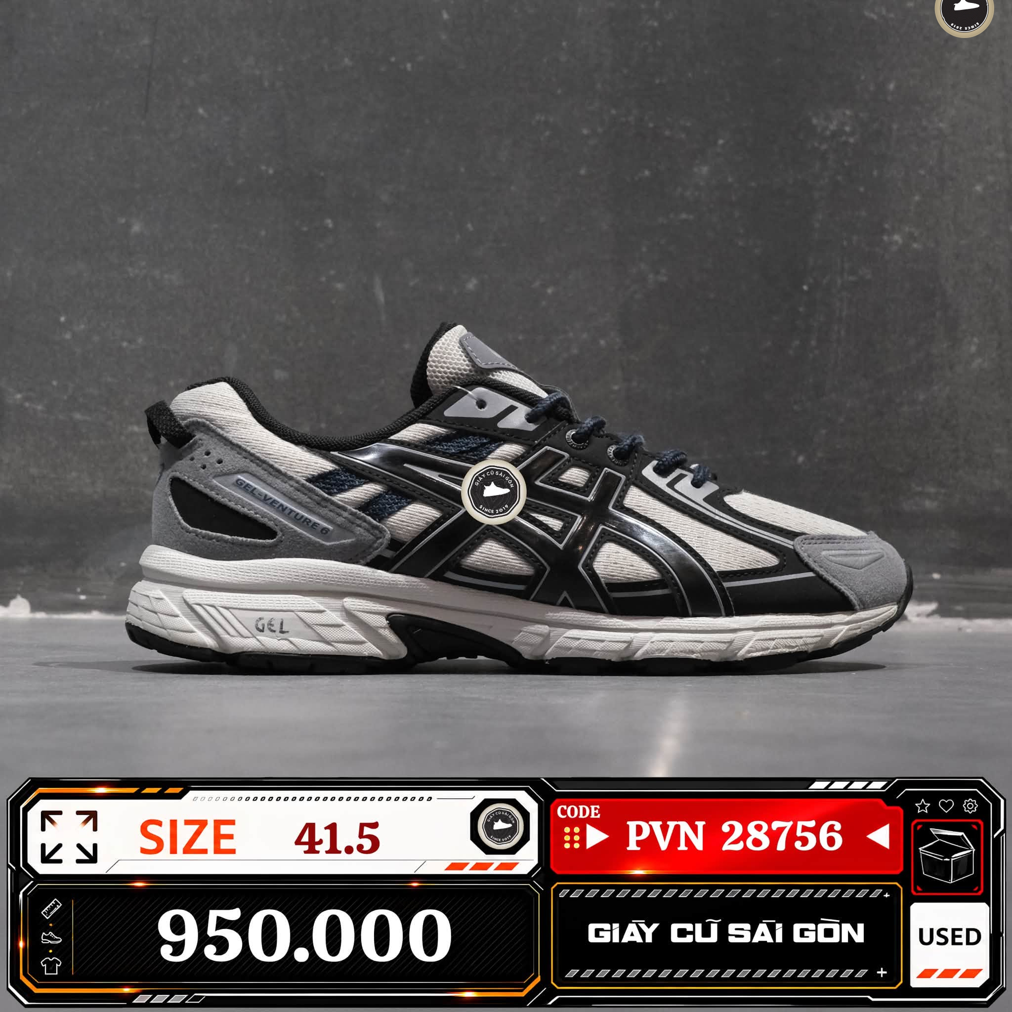 Asics Gel Venture 6 Sps Glacier Grey Black | 1201A553-021 Cũ Size 41.5 | Giày Cũ Sài Gòn | PVN 28756