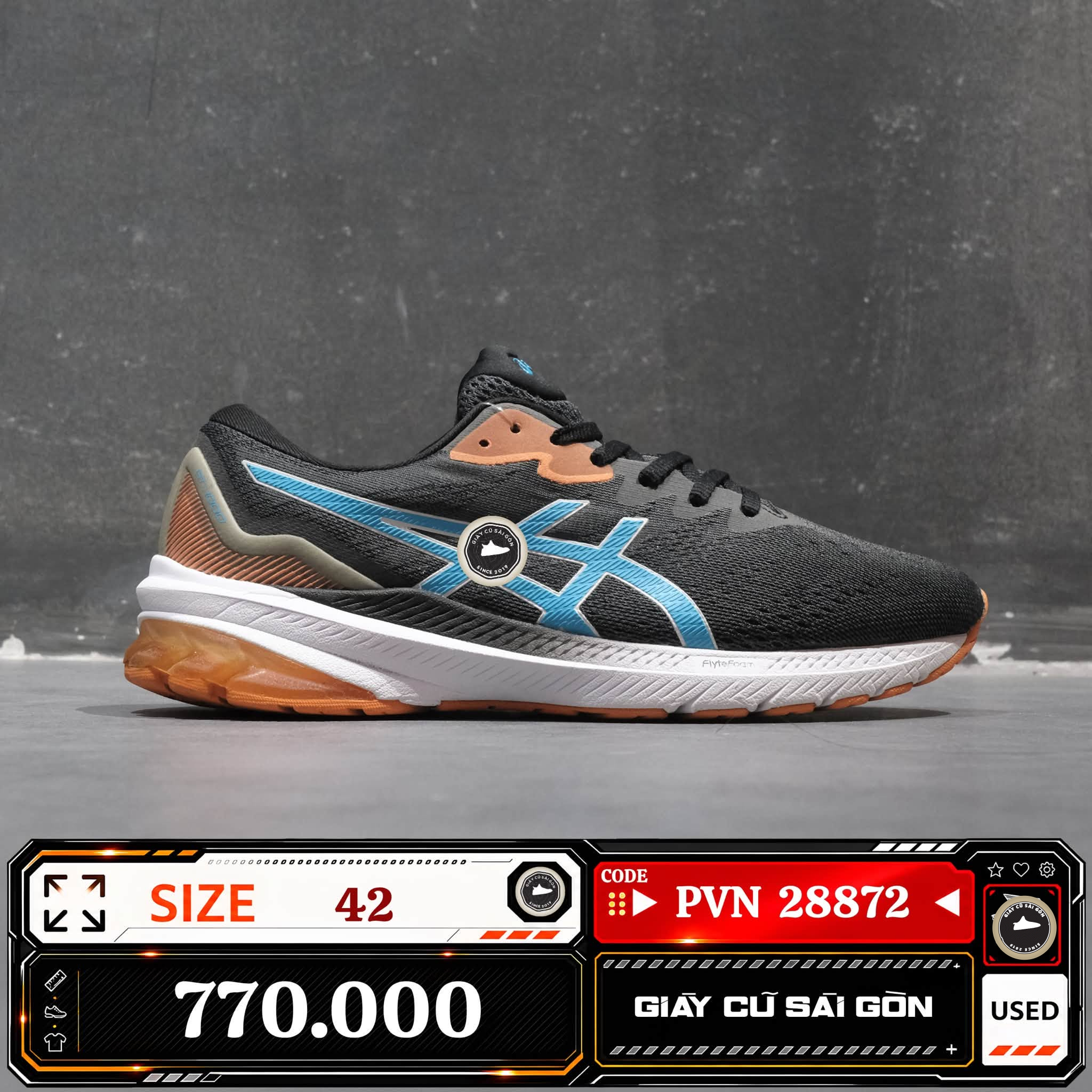 Asics Gt 1000 11 Black Island Blue Peach | 1011B354-004 Cũ Size 42 | Giày Cũ Sài Gòn | PVN 28872