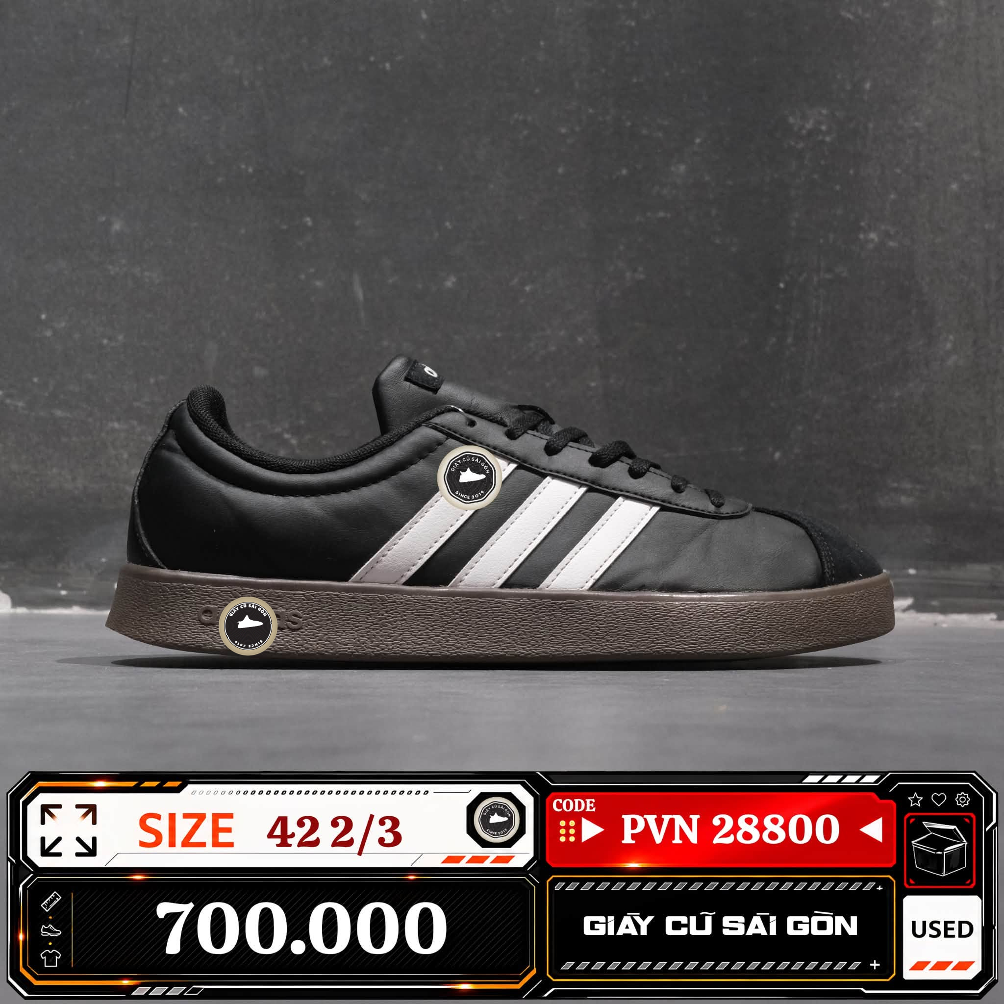 Adidas Vl Court Base | ID3712 Cũ Size 42 2/3 | Giày Cũ Sài Gòn | PVN 28800