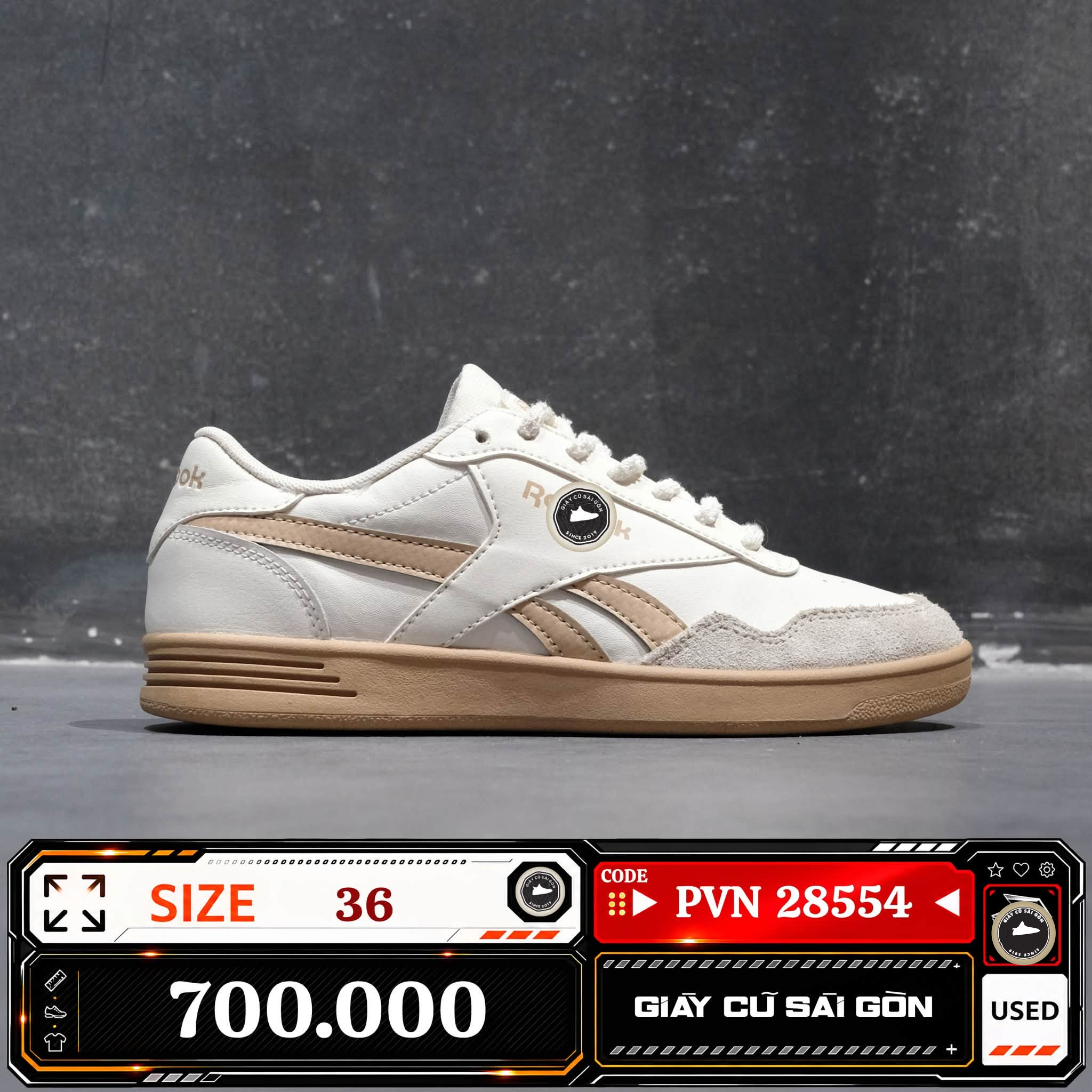 Reebok Royal Techque T White Brown | HQ1510 Cũ Size 36 | Giày Cũ Sài Gòn | PVN 28554