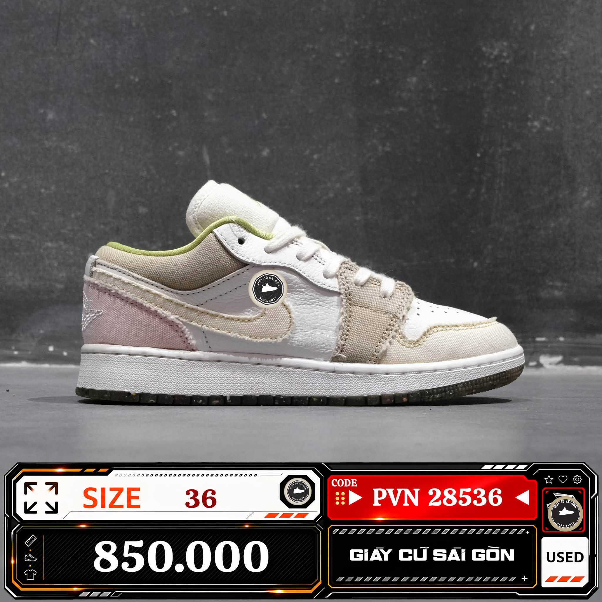 Air Jordan 1 Low Se Gs Pastel Grind | DJ0341-100 Cũ Size 36 | Giày Cũ Sài Gòn | PVN 28536