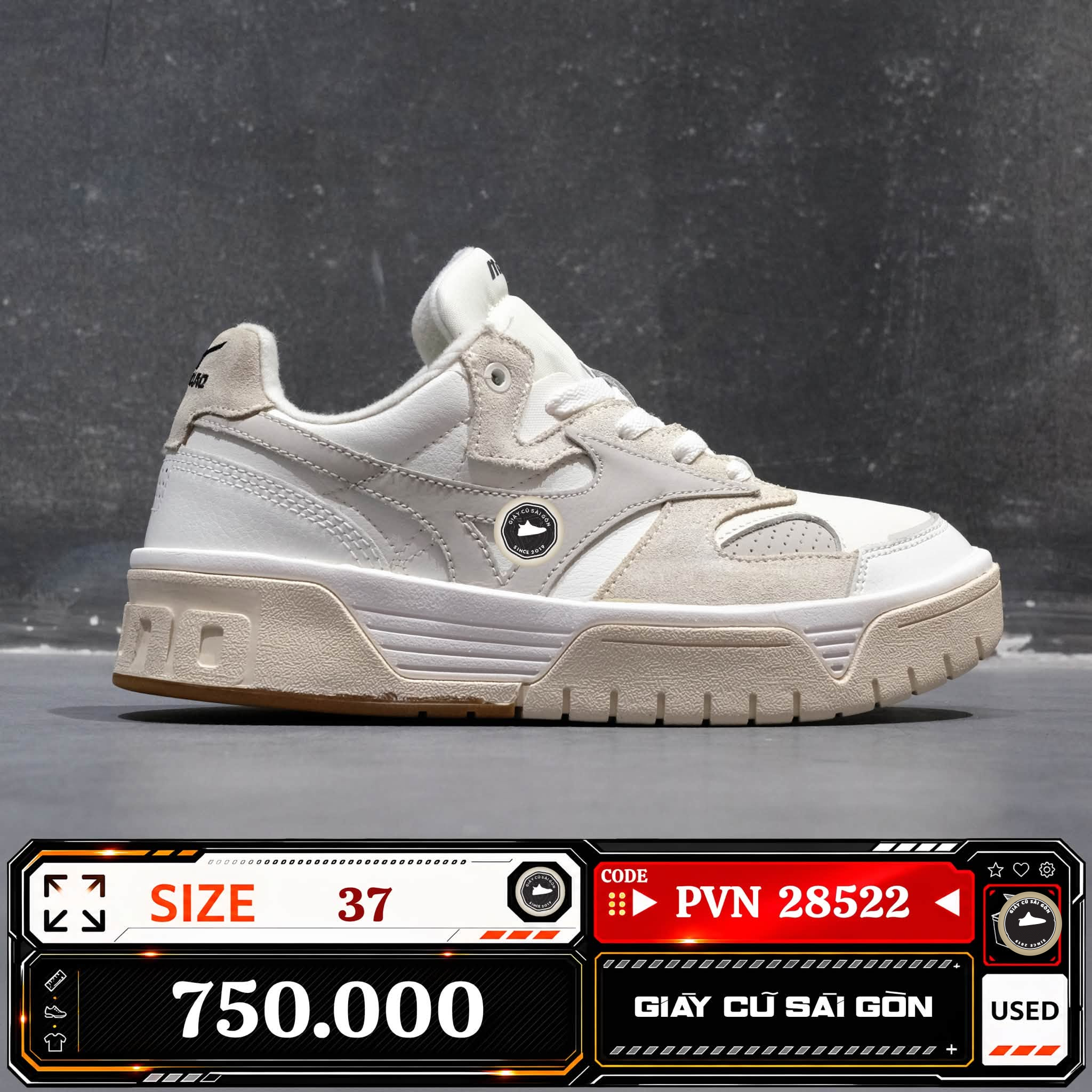 Mizuno Court Cl Low Wheat Beige White | D1GH212702 Cũ Size 37 | Giày Cũ Sài Gòn | PVN 28522