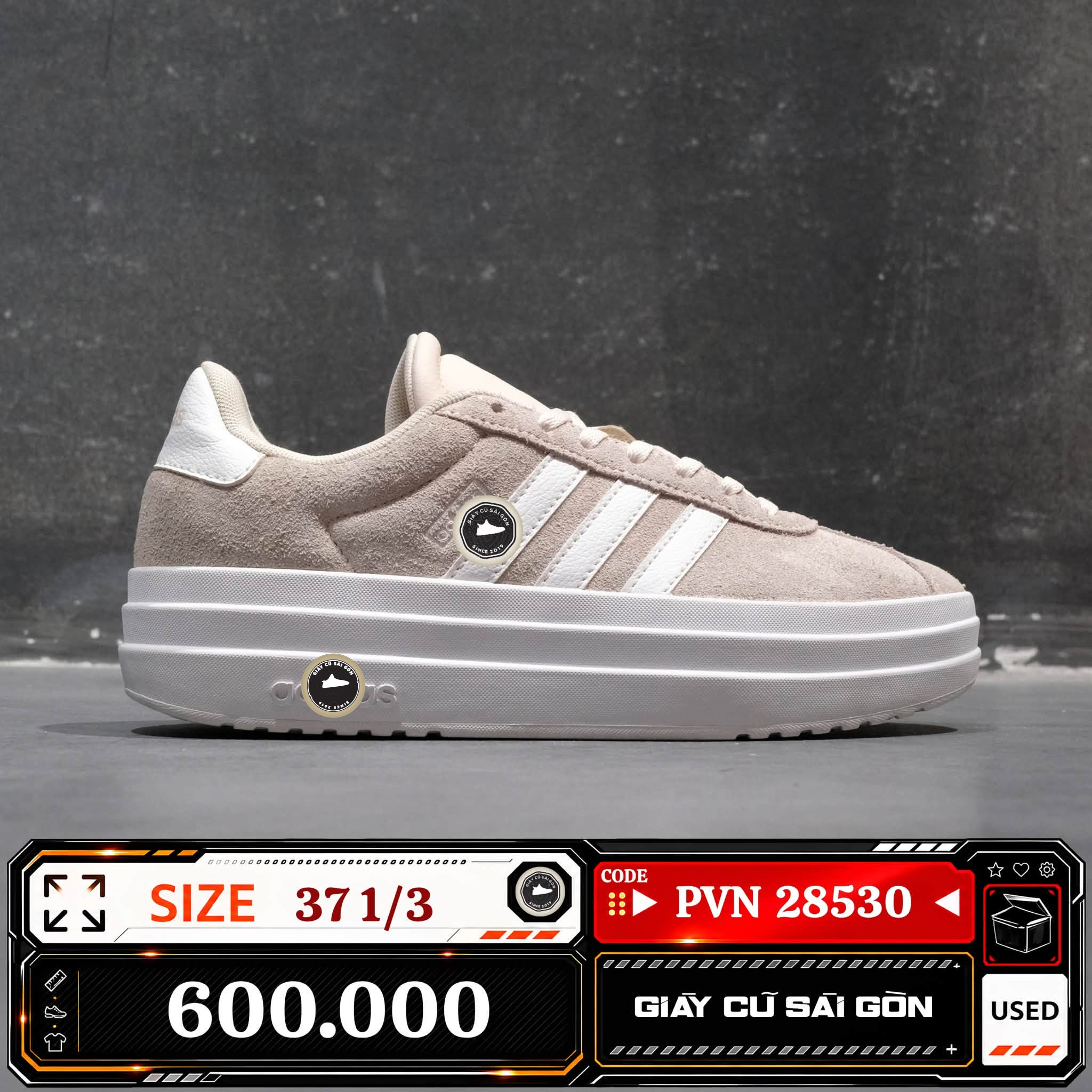 Adidas Vl Court Bold Wonder Quartz | IH9996 Cũ Size 37 1/3 | Giày Cũ Sài Gòn | PVN 28530